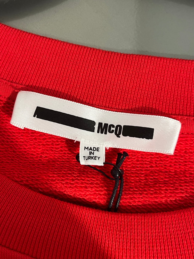 McQ Alexander McQueen/Sweatshirt/S/All Over Print/Cotton/RED/Pullover/BIRDS BLK -RED