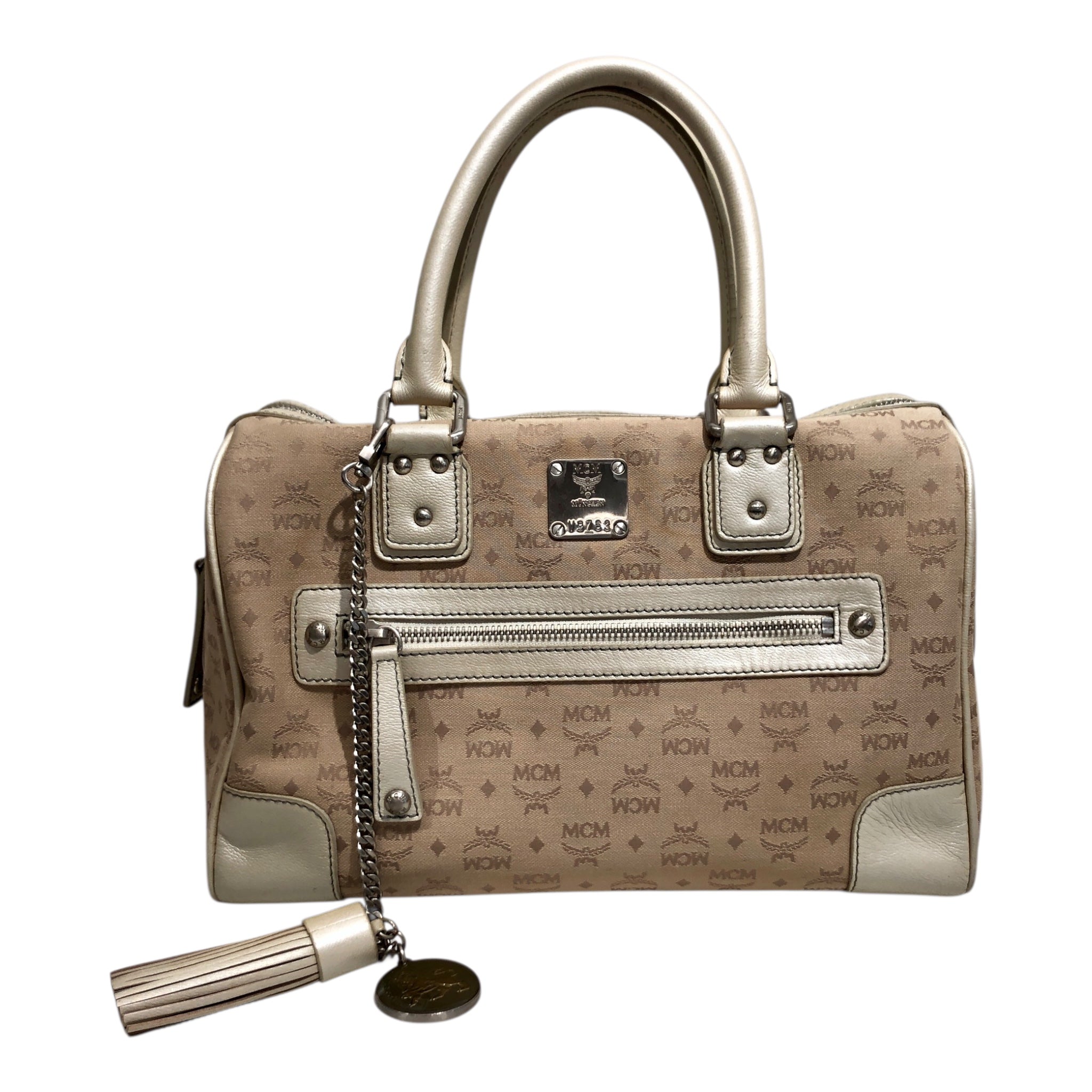 MCM/Hand Bag/Monogram/Cotton/BEG/ view 1