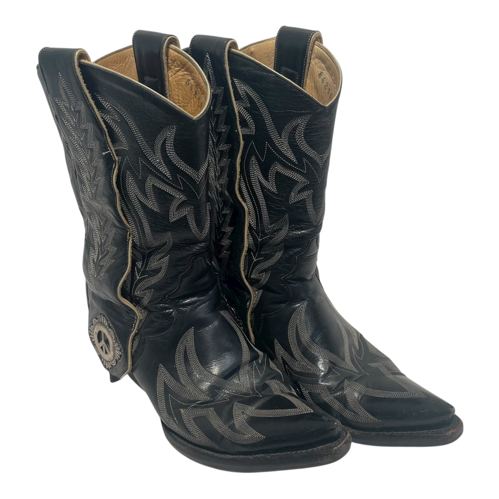 Liberty Boot Co./Boots/US 7.5/All Over Print/Leather/BLK/Silver Peace sign view 1