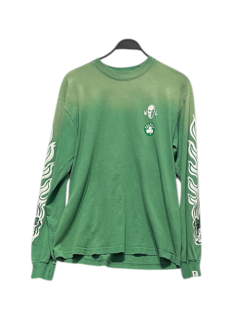 WARREN LOTAS/LS T-Shirt/M/Cotton/GRN/WARREN LOTASxCELTICS IN GREEN