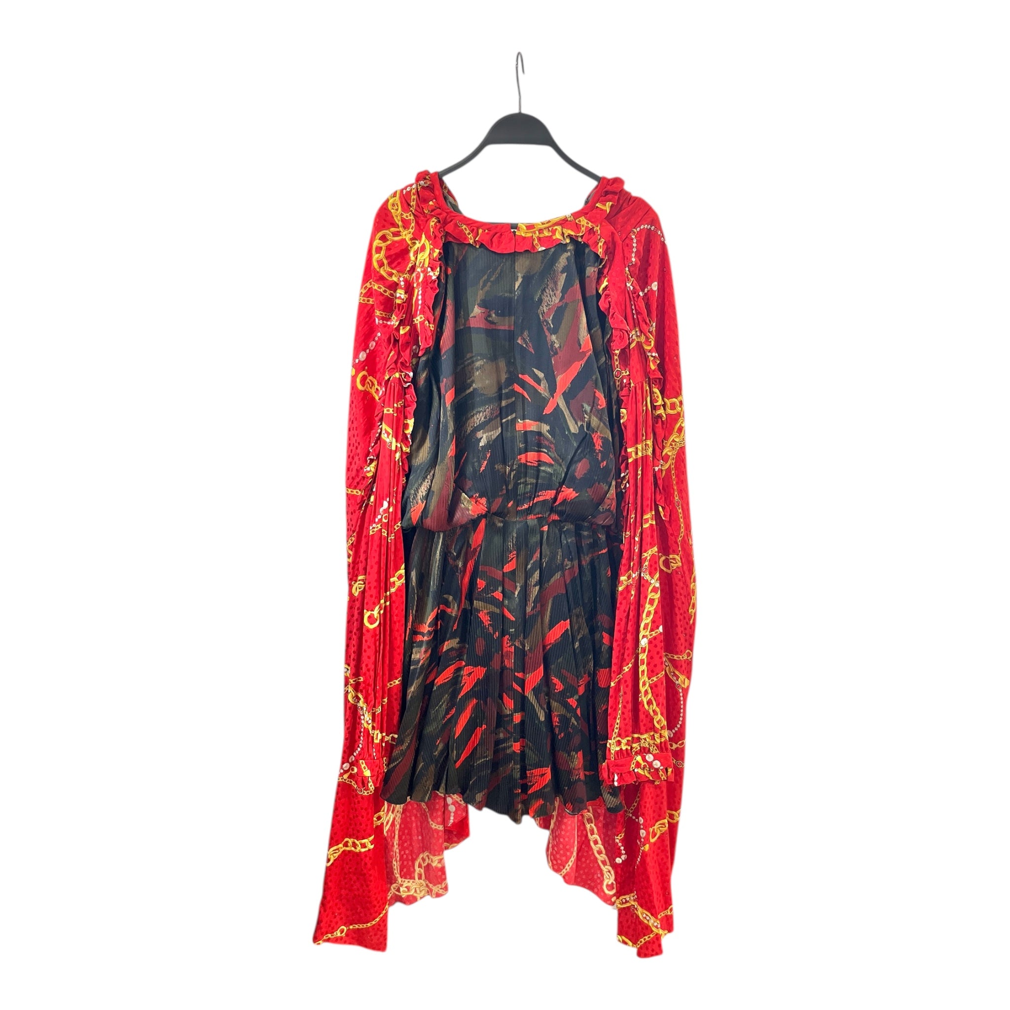 BALENCIAGA/LS Dress/38/All Over Print/Silk/RED/GOLD LINKS ALL OVER DOUBLE LAY view 2