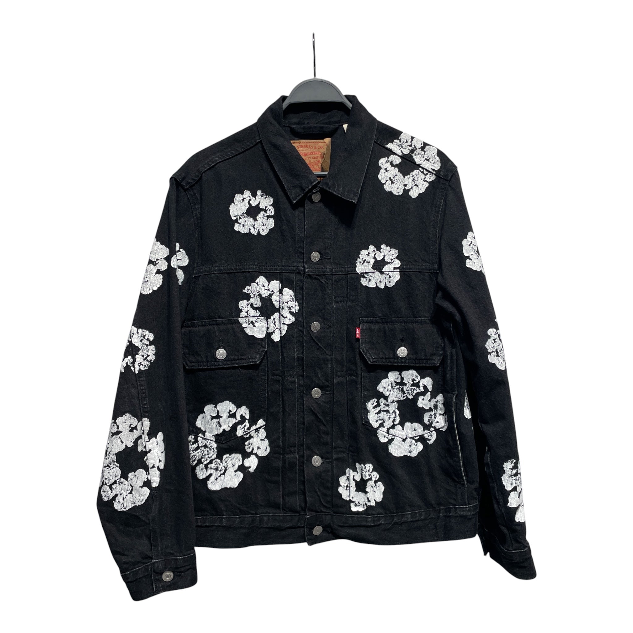 DENIM TEARS/Hoodie/L/Cotton/BLK/BIG WREATH view 1