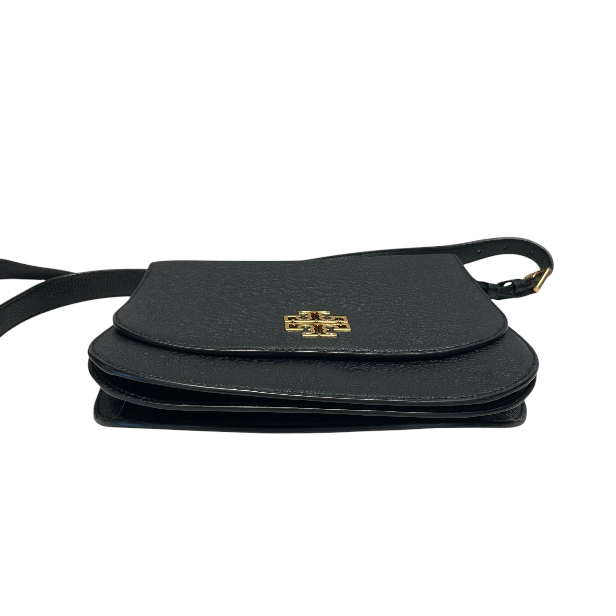TORY BURCH/Cross Body Bag/Leather/BLK/britten flap over view 3
