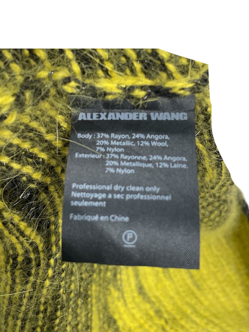 Alexander Wang/Sweater/S/Stripe/Rayon/YEL/side stripe design/fuzzy view 4