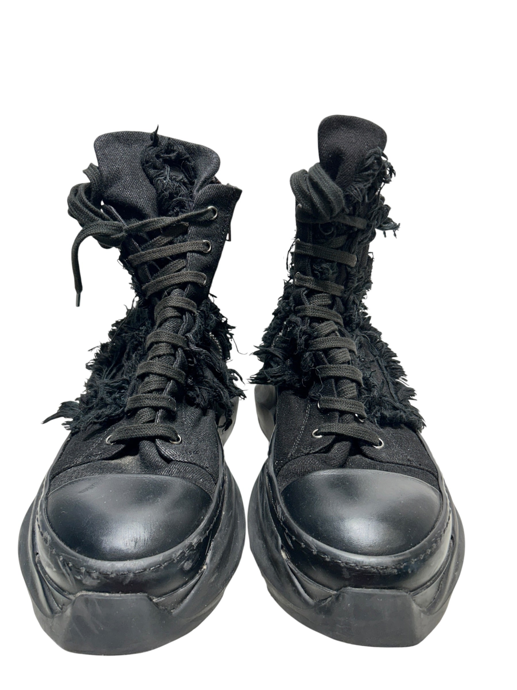 RICK OWENS DRKSHDW/Hi-Sneakers/EU 42/Cotton/BLK/DISTRESSED TRAINERS view 3