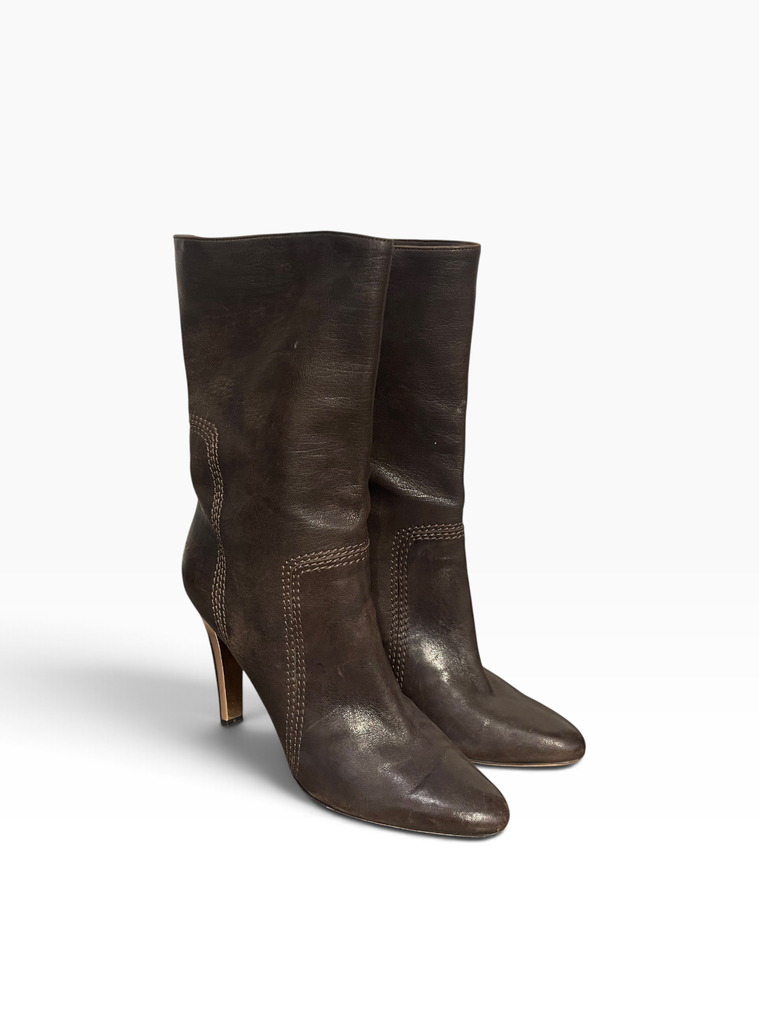 JIMMY CHOO/Boots/EU 38/Leather/BRW/VINTAGE BRONZE HEEL DETAIL view 1