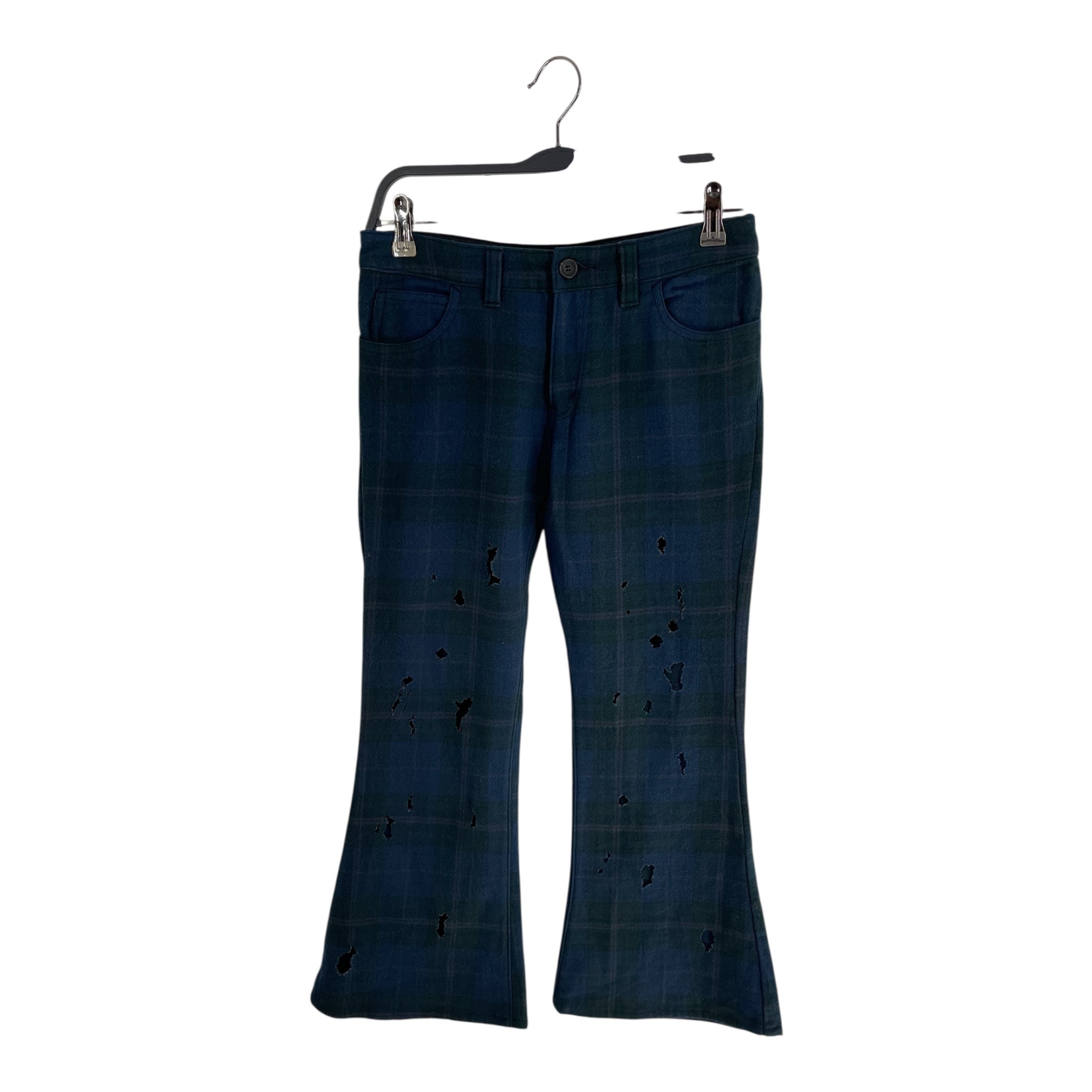 JUNYA WATANABE COMME des GARCONS/Bottoms/S/Plaid/Wool/NVY/BURNED view 1