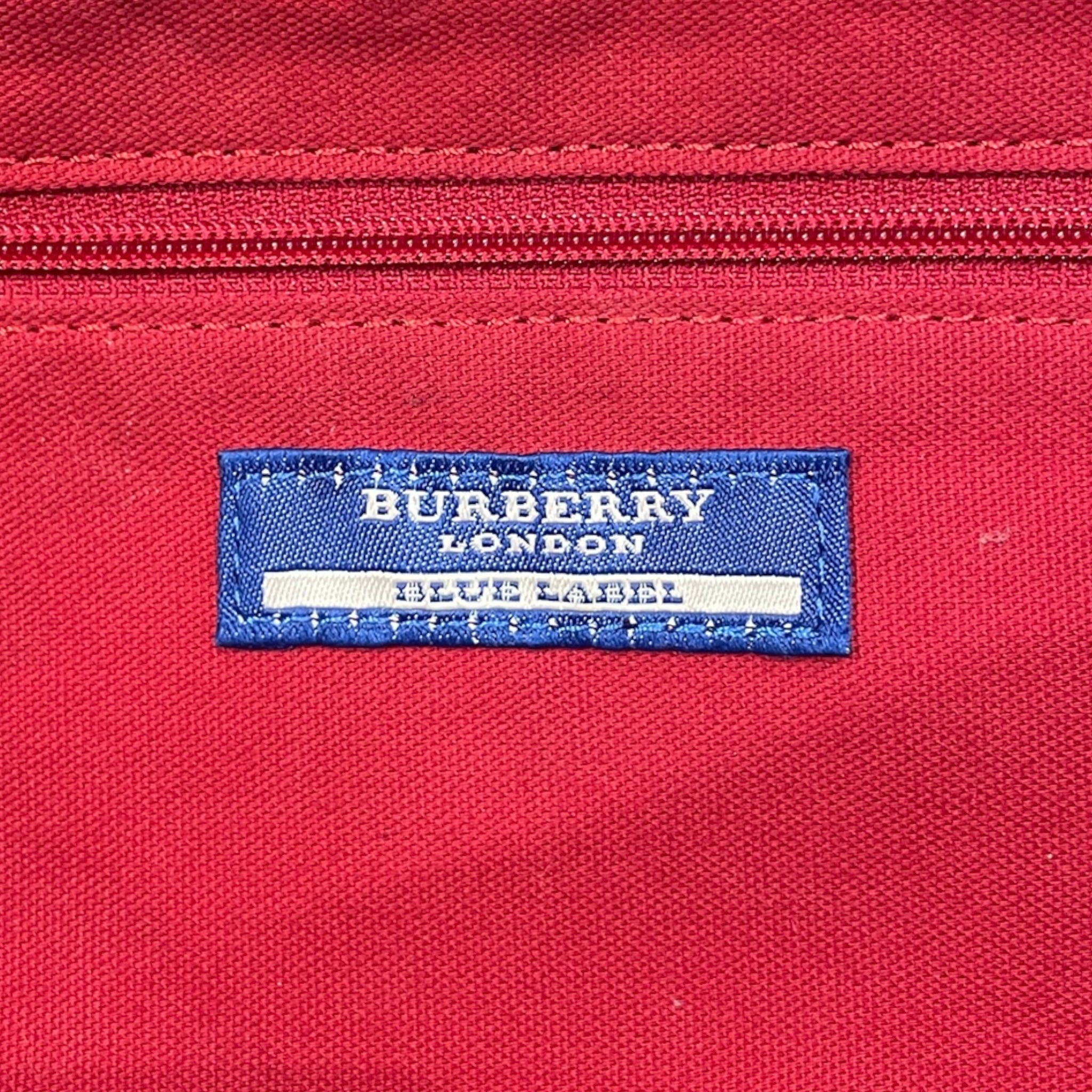 BURBERRY BLUE LABEL/Hand Bag/Plaid/Cotton/CRM/red inside & handle view 3