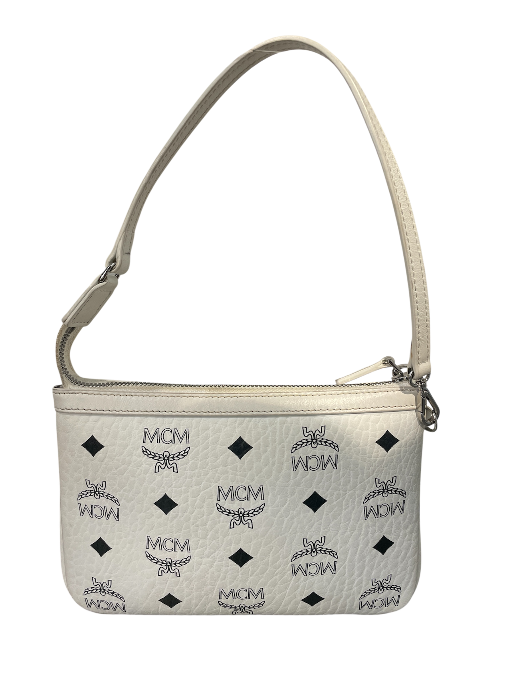 MCM/Pouch/All Over Print/Leather/WHT/white mcm logo view 2