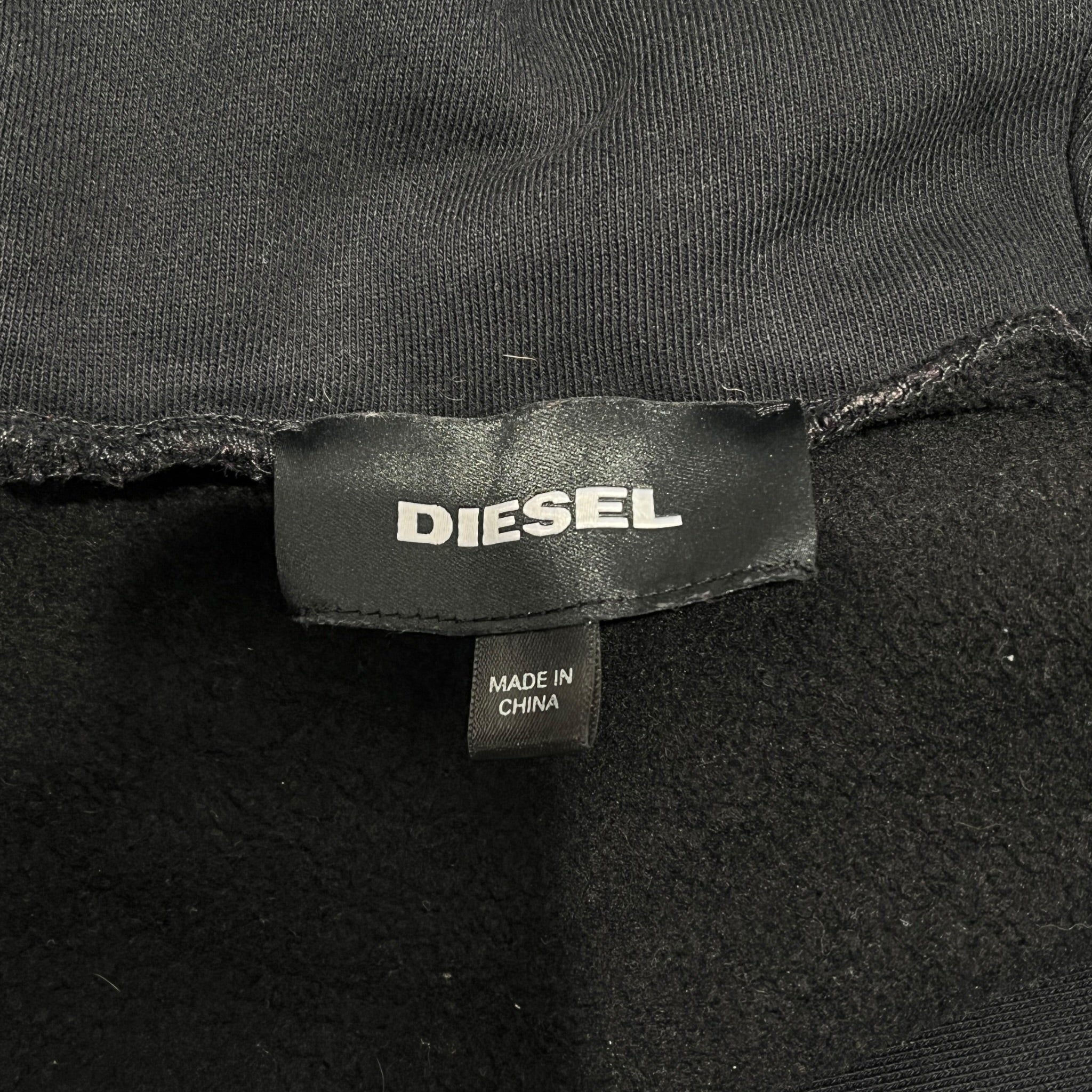 DIESEL/Zip Up Hoodie/XL/Cotton/BLK/full zip hoodie view 3