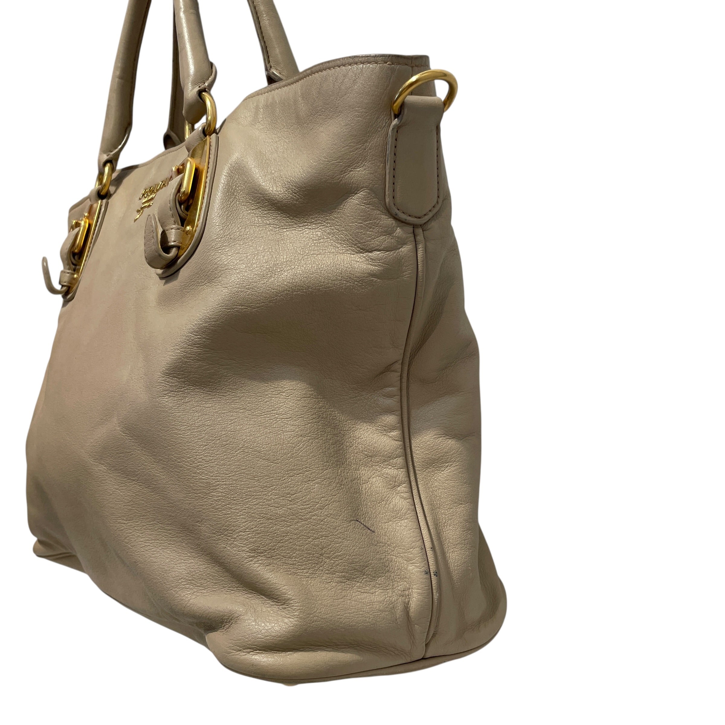 PRADA/Hand Bag/Leather/CRM/Pomice Vitello Daino Calfskin view 4