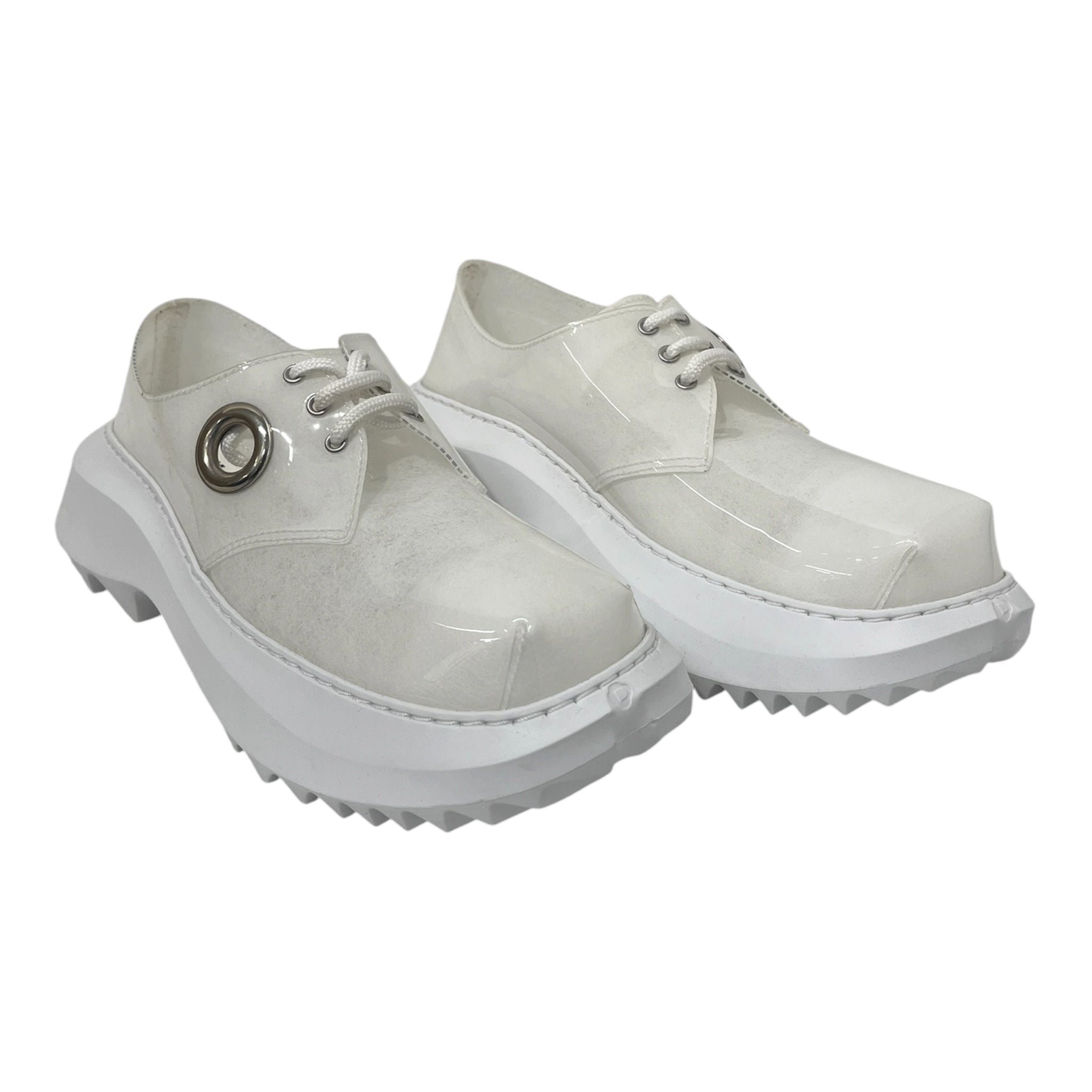 PHILEO/COMME des GARCONS/Low-Sneakers/EU 39/WHT/lacwe up silver hole view 1