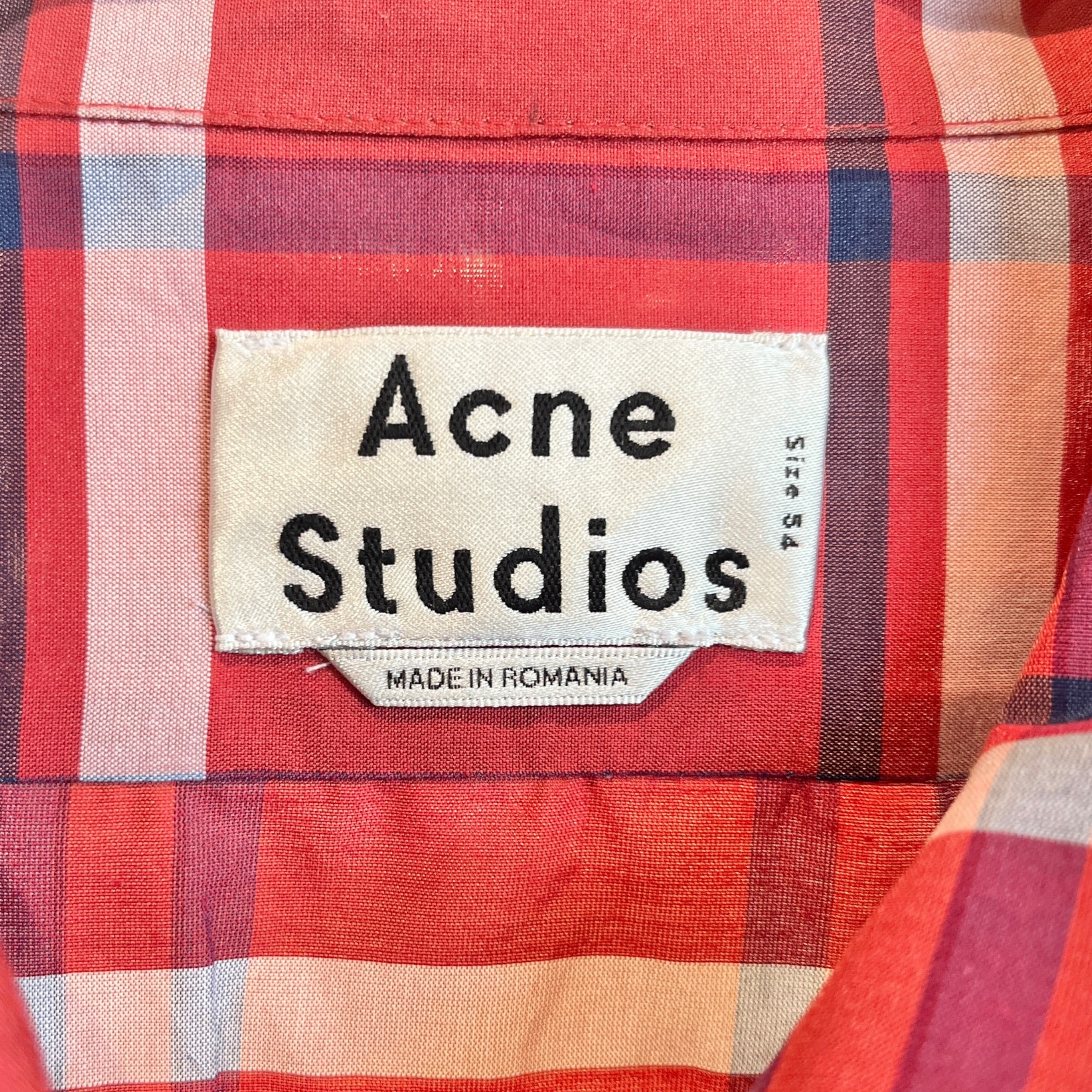 Acne Studios/SS Shirt/54/Cotton/RED/Plaid/ view 3