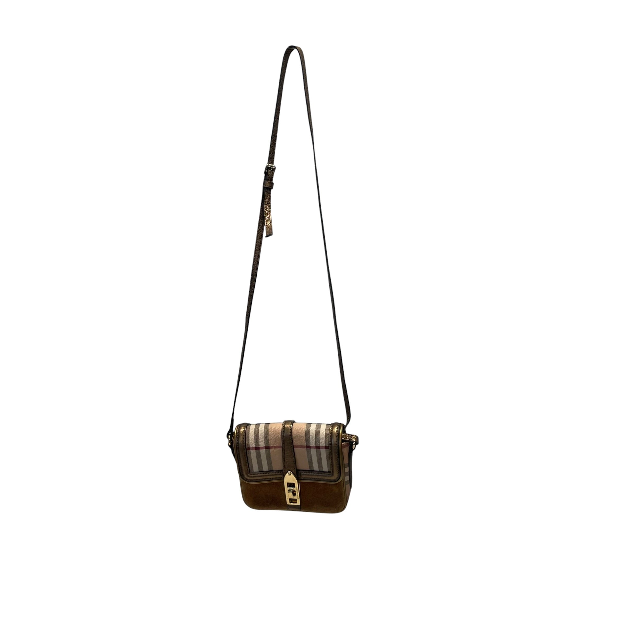 BURBERRY/Cross Body Bag/Plaid/Suede/BEG/Haymarket CrossBody view 1