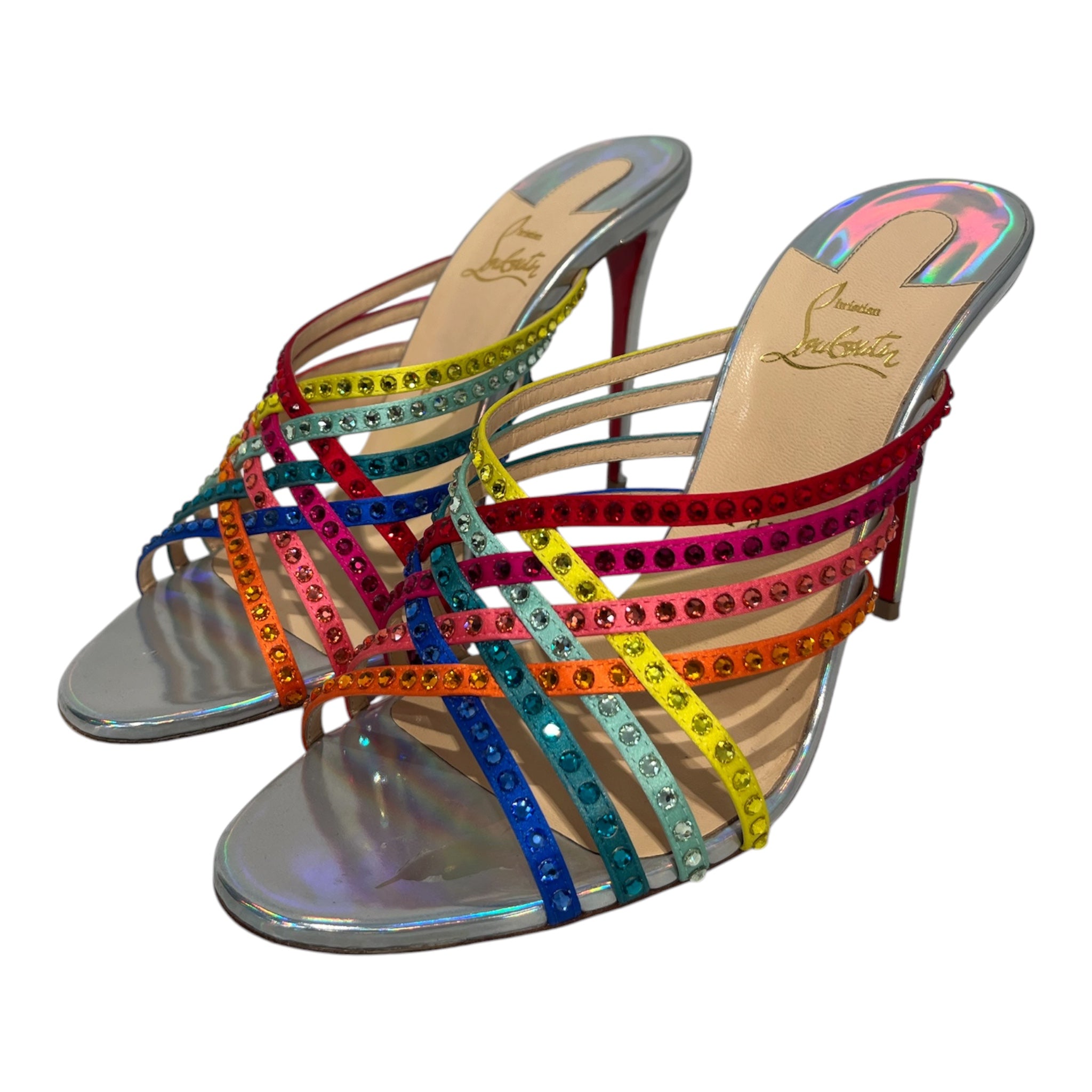 Christian Louboutin/Heels/EU 40.5/Leather/SLV/RAINBOW CRYSTALS view 1