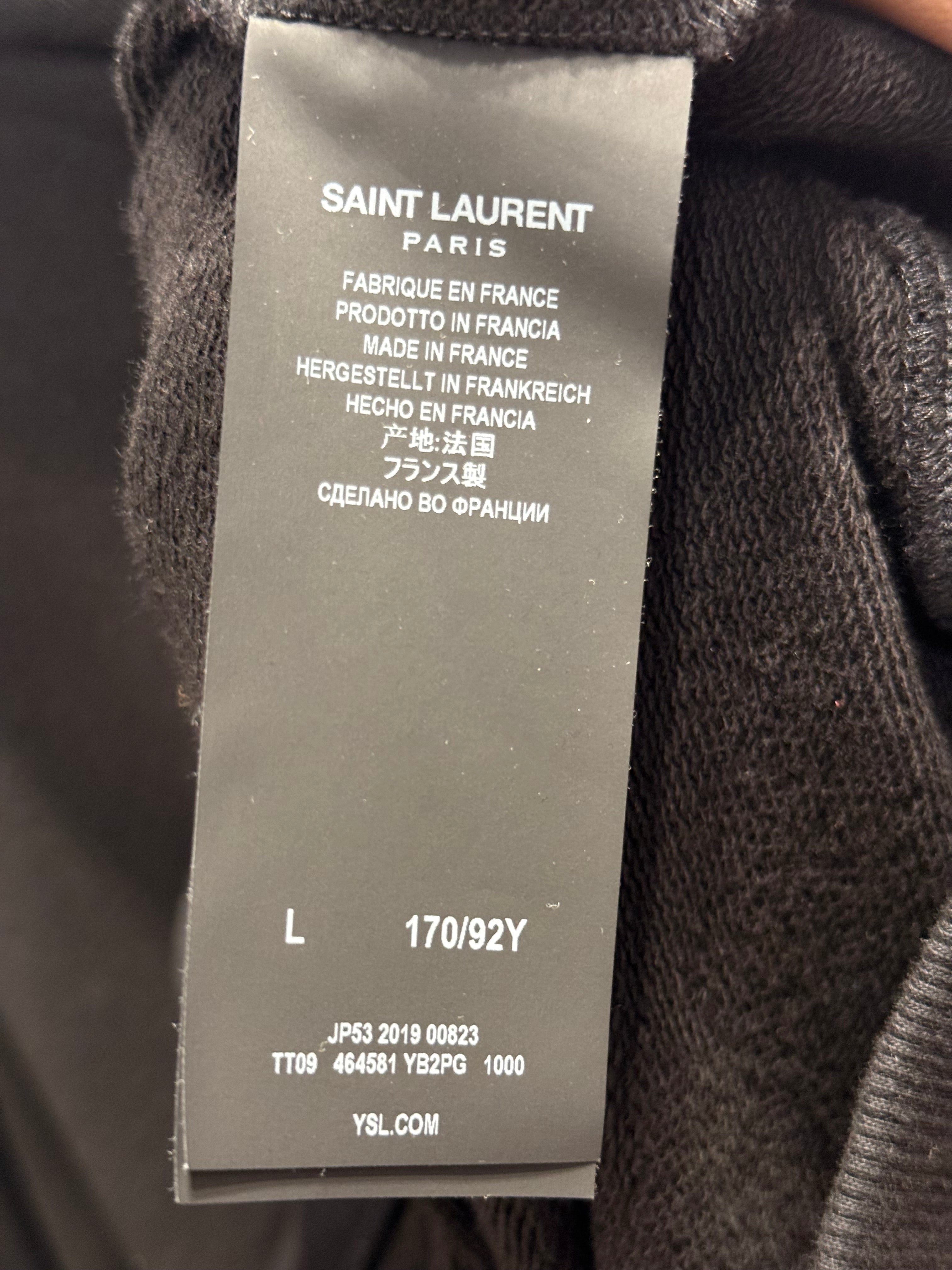 SAINT LAURENT/Hoodie/L/Cotton/BLK/red split logo view 4