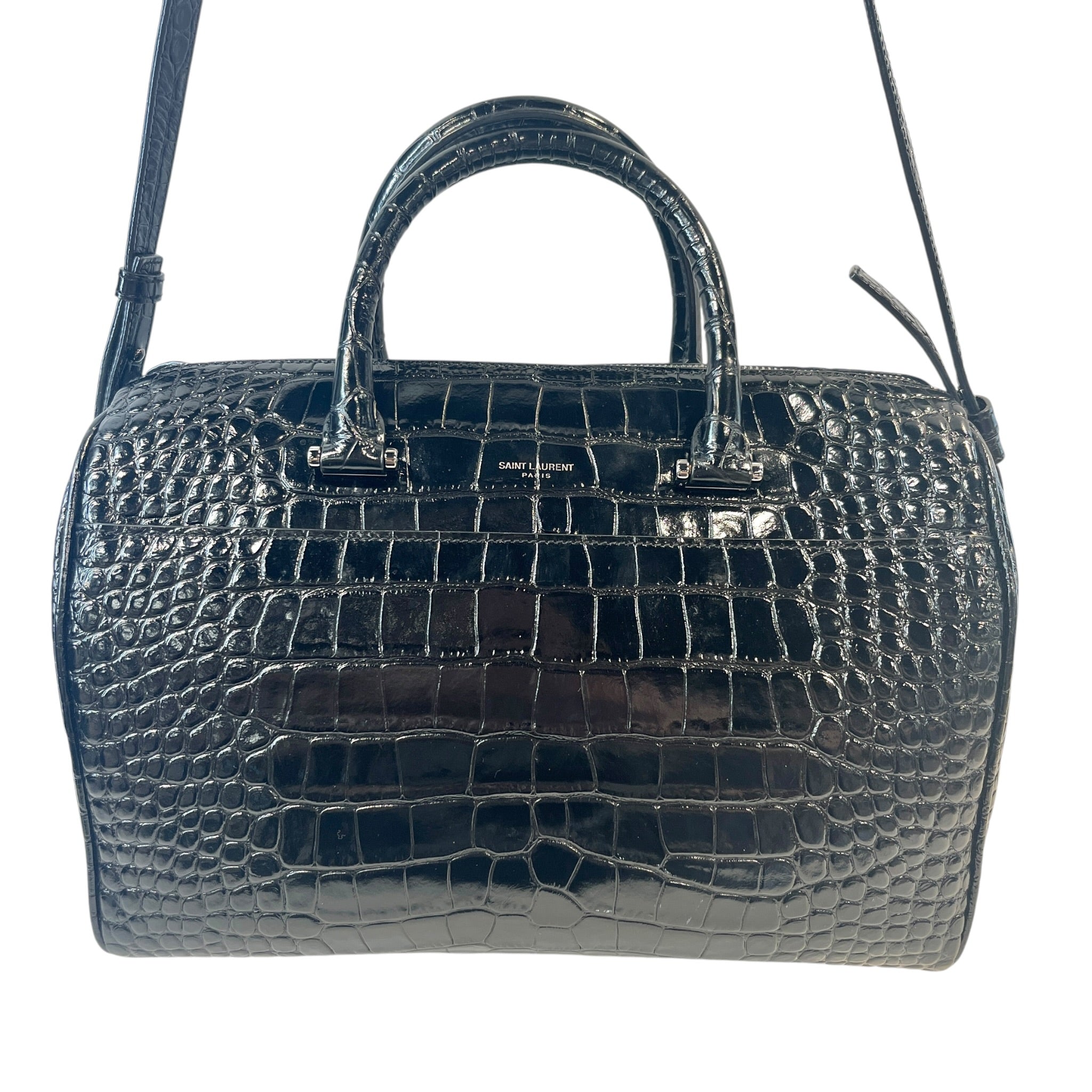 SAINT LAURENT/Hand Bag/Animal Pattern/Suede/BLK/CROCODILE view 3