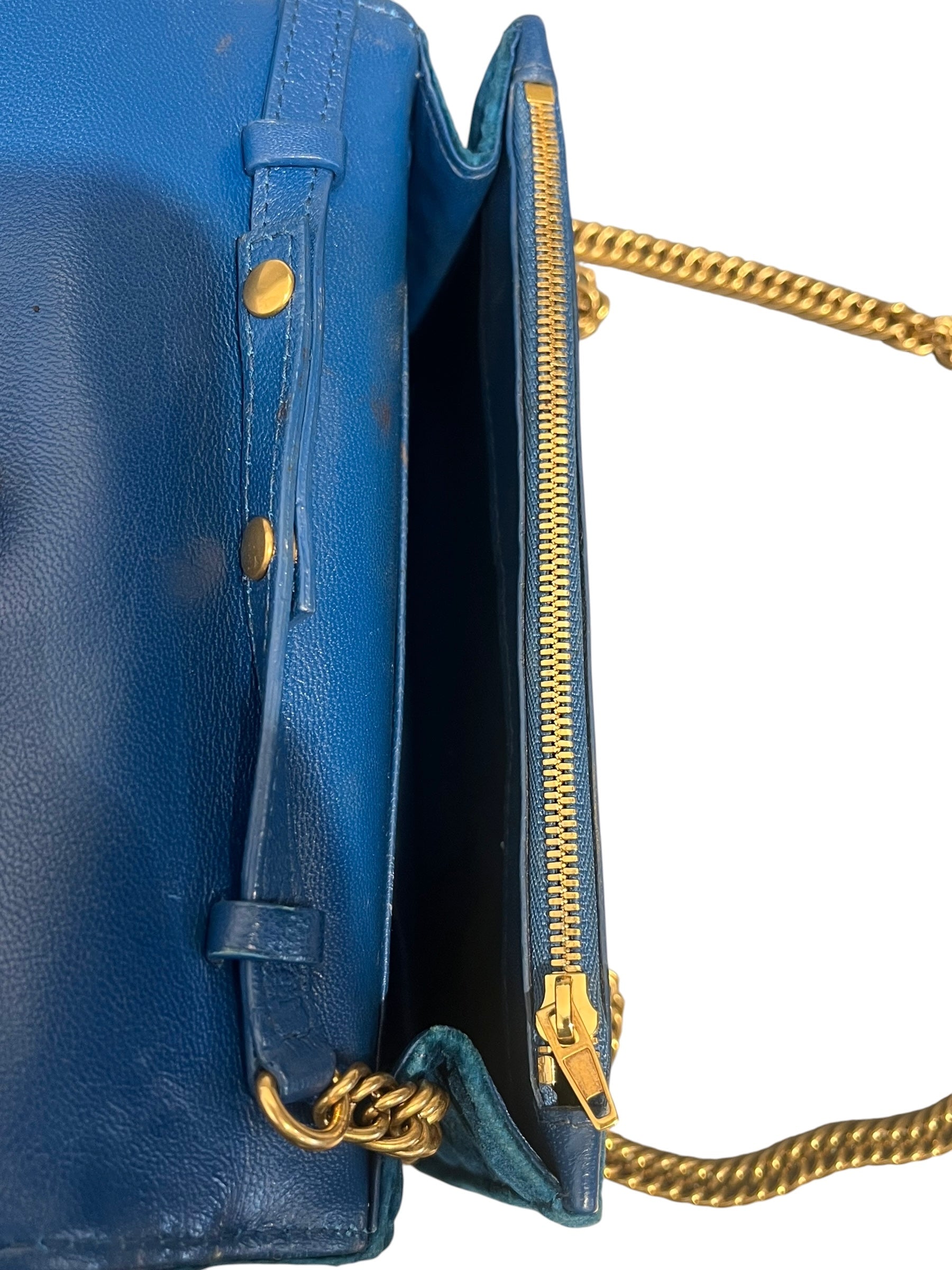 BALENCIAGA/Cross Body Bag/Velour/BLU/gold BB/crossbody view 5