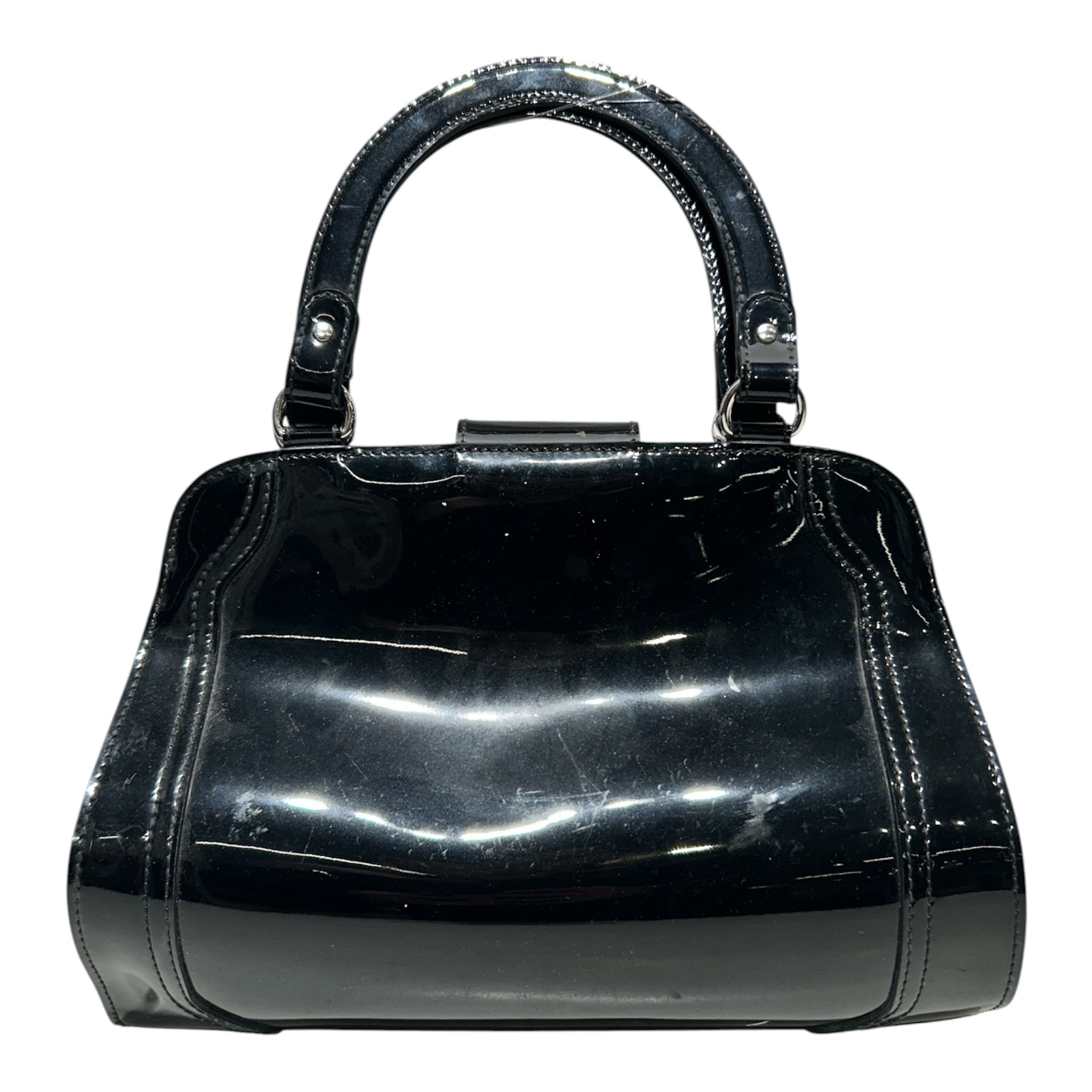 MARNI/Hand Bag/BLK/TOP HANDL PATENT BUCKLE FRNT view 2