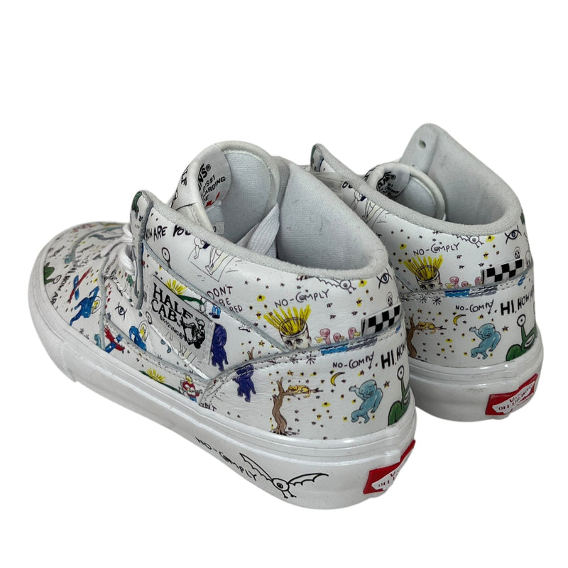 VANS/Hi-Sneakers/US 9/All Over Print/Leather/WHT/Daniel Johnston No-Comply