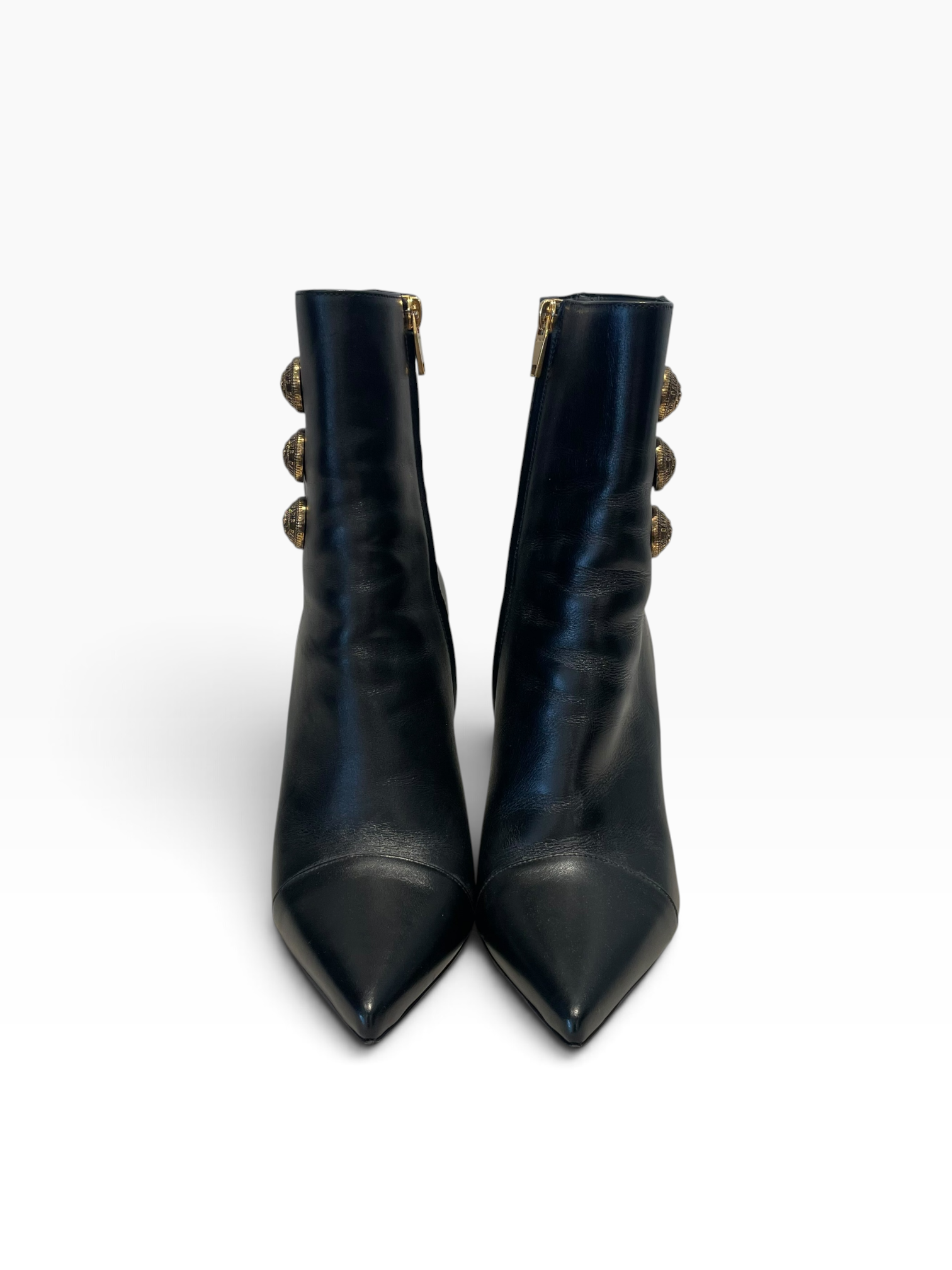 BALMAIN/Booties/EU 40/Leather/BLK/Roni - Gold Embossed Buttons view 3