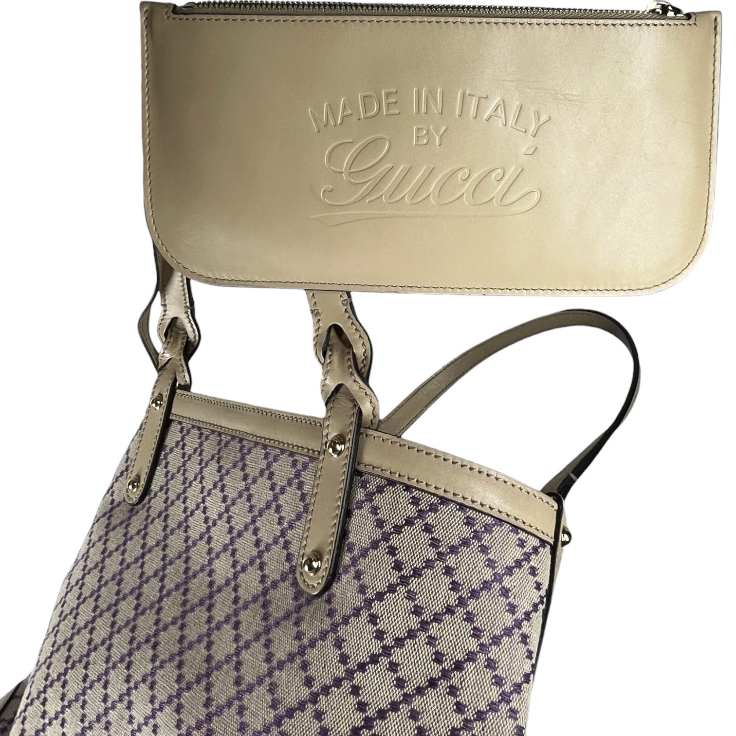 GUCCI/Hand Bag/Monogram/Cotton/BEG/PURPLE DIAMOND PATTERN view 5