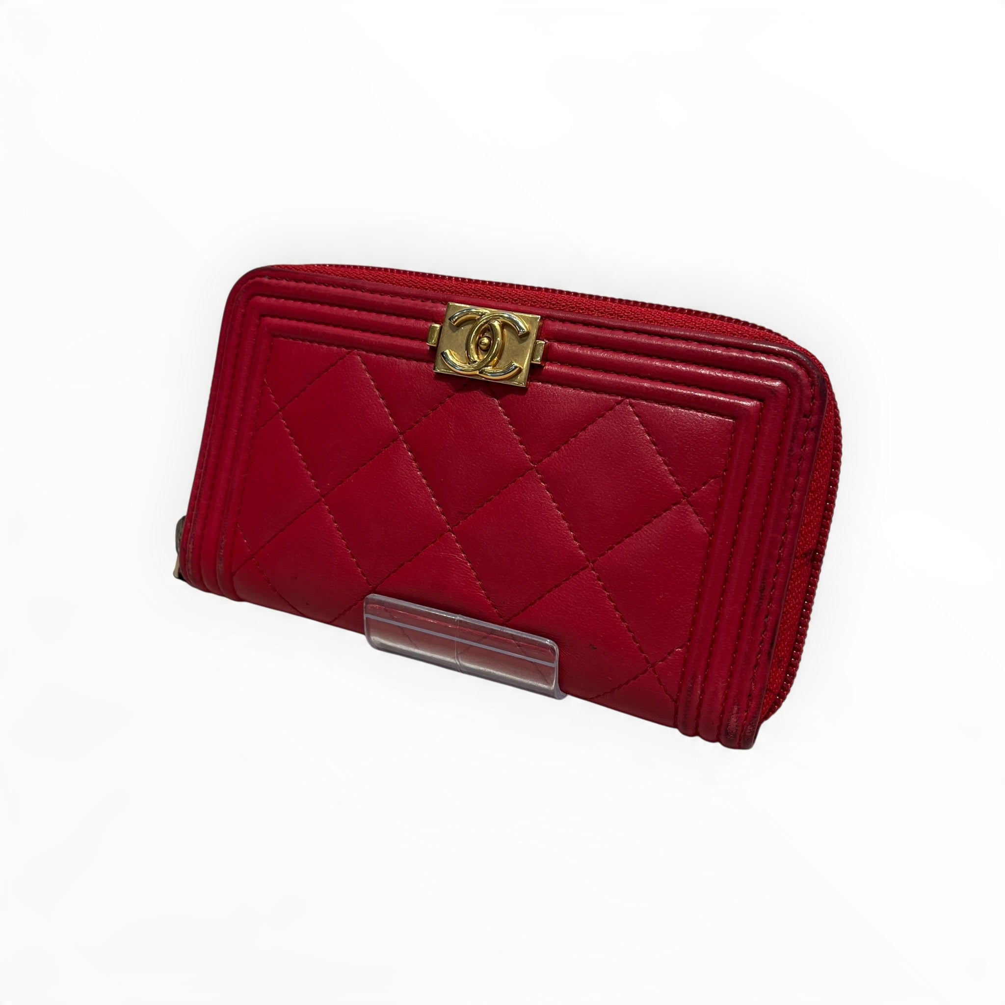 CHANEL/Wallet/Leather/RED/L's/BOY WALLET QUILTED view 1