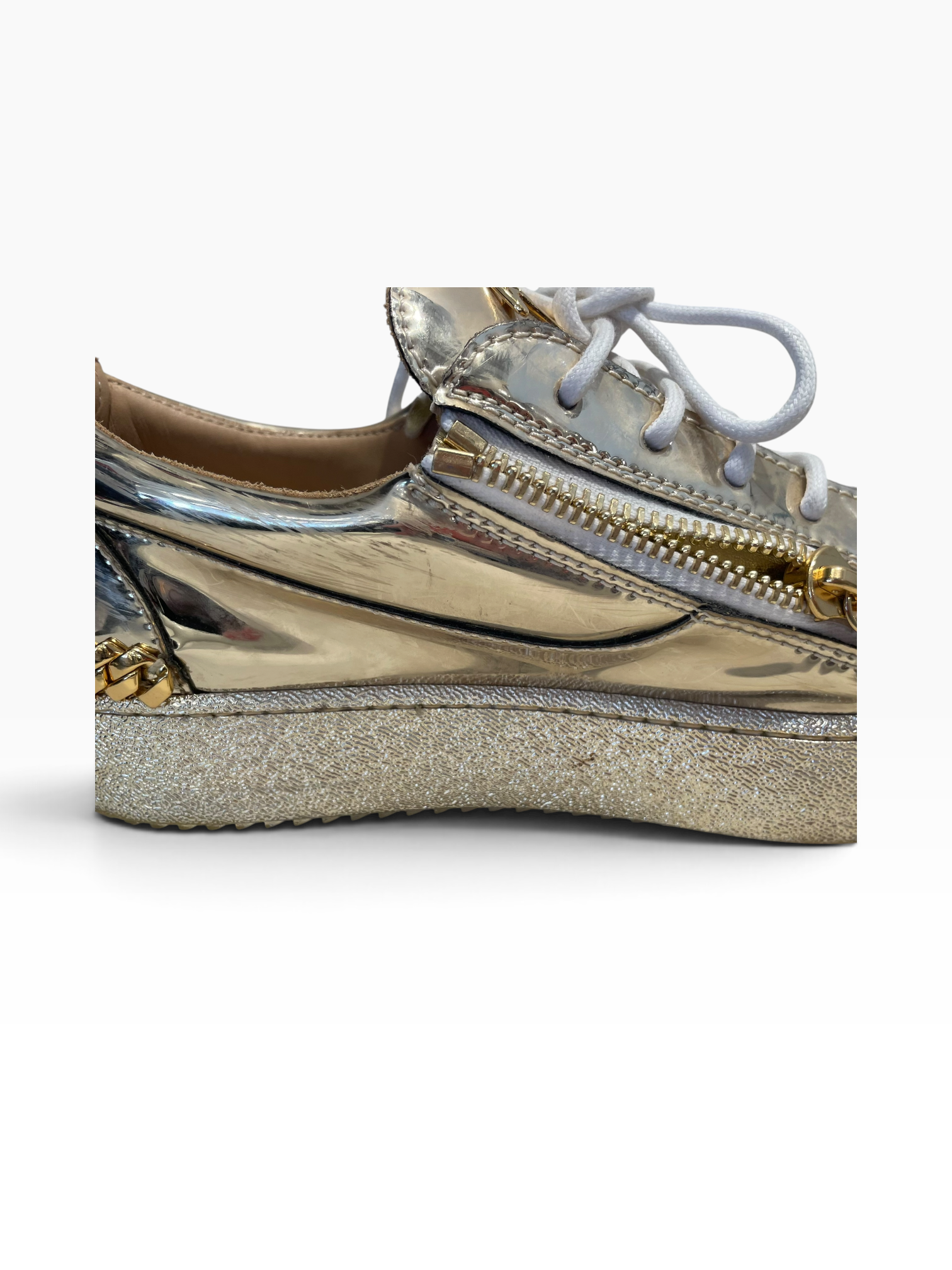 Giuseppe Zanotti/Low-Sneakers/EU 40/Faux Leather/GLD/Argento Side Zip Sneaker view 9