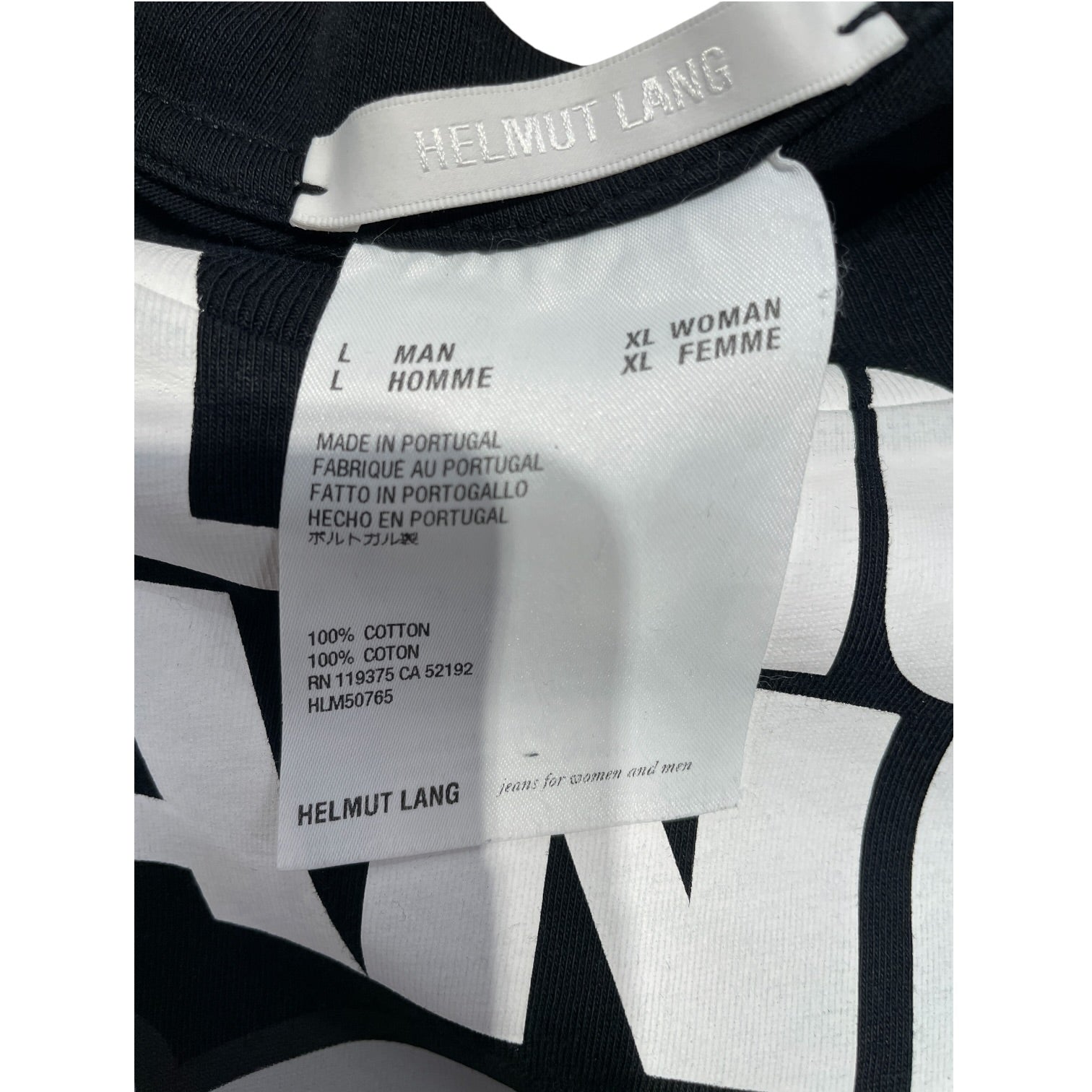 Helmut Lang/T-Shirt/L/Cotton/BLK/HELMUT LAND view 3