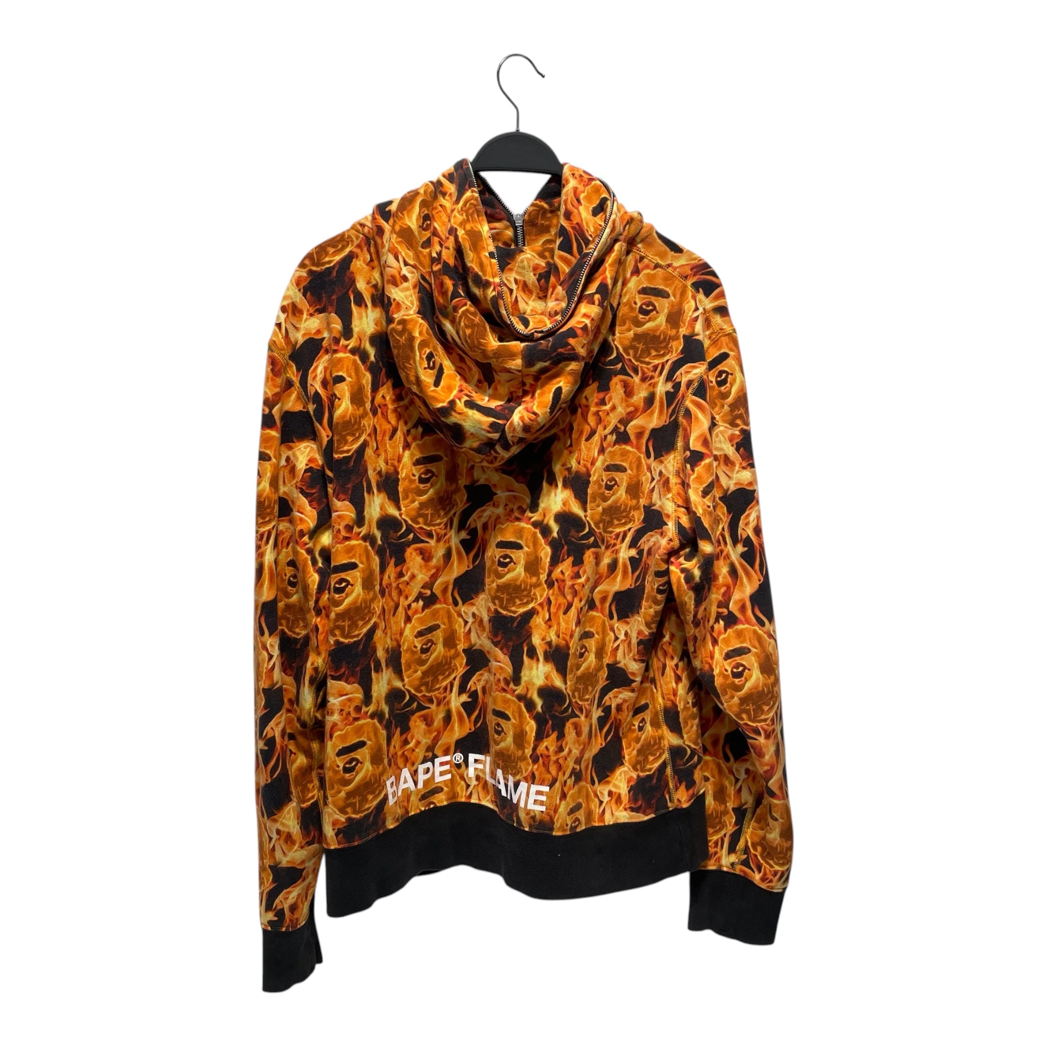 A BATHING APE/Zip Up Hoodie/XL/All Over Print/Cotton/ORN/FLAME PRINT BAPE SHARK HOODIE view 2