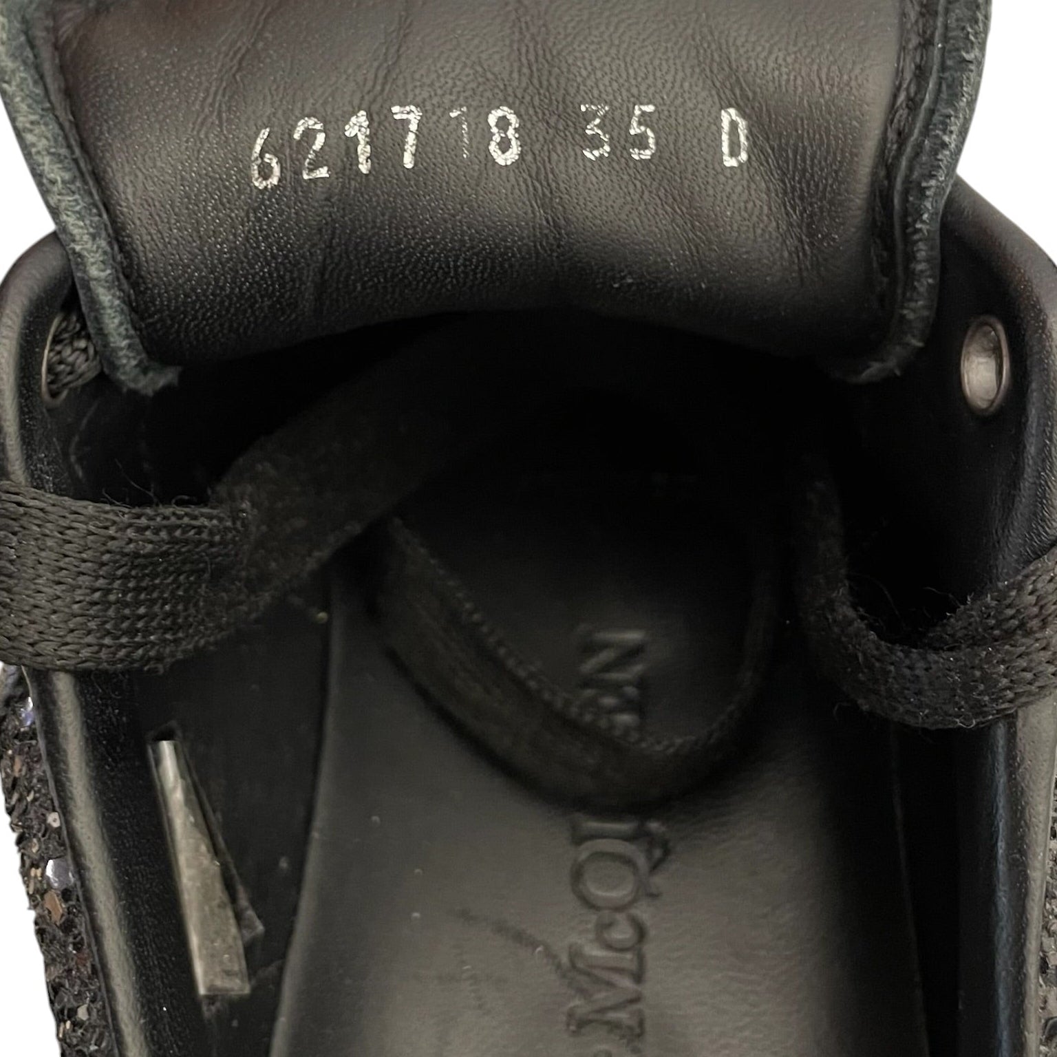 Alexander McQueen/Low-Sneakers/EU 37/Leather/BLK/OVERSIZED GLITTER view 7