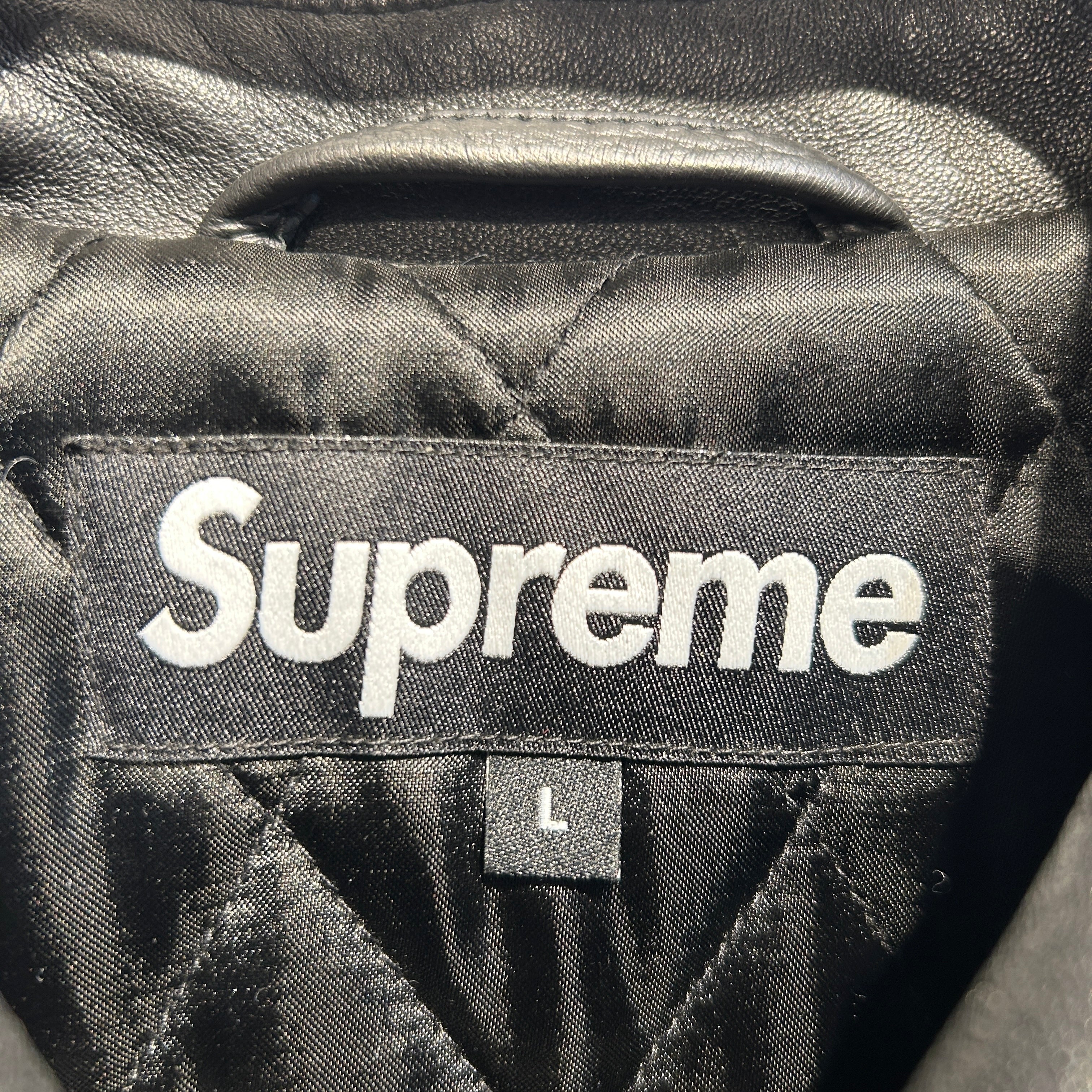 Supreme/THE SMURFS/Leather Jkt/L/Leather/MLT/Graphic/smurf back print view 3