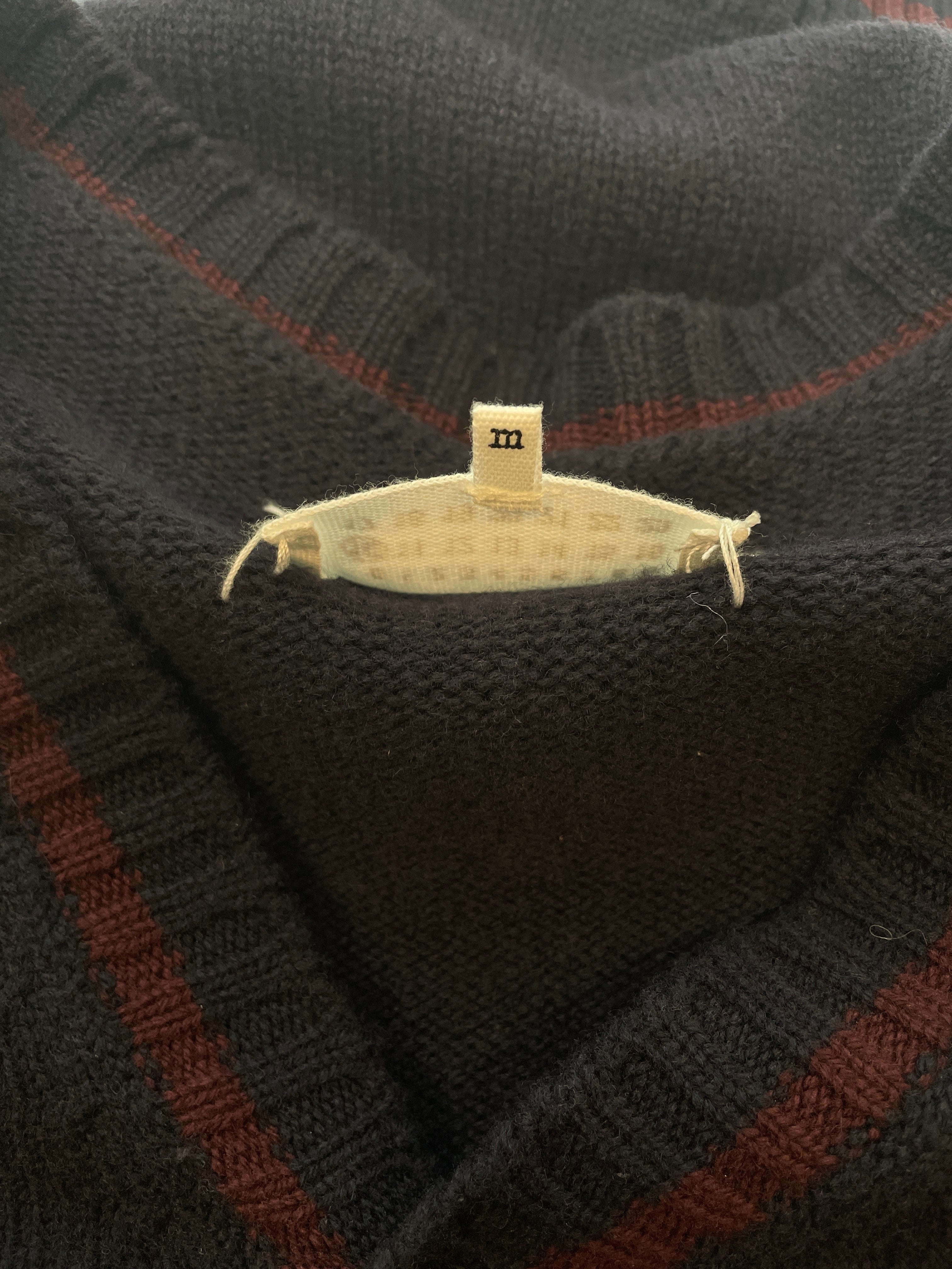 Maison Margiela/Cardigan/M/Wool/NVY/V NECKLINE/RED STRIPES view 4