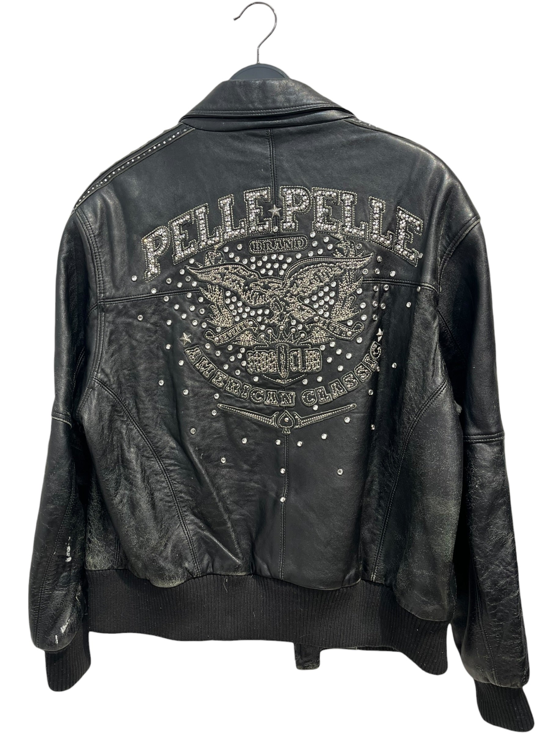 Pelle Pelle/Leather Jkt/20/Leather/BLK/Graphic/rhinestone eagle merican view 2