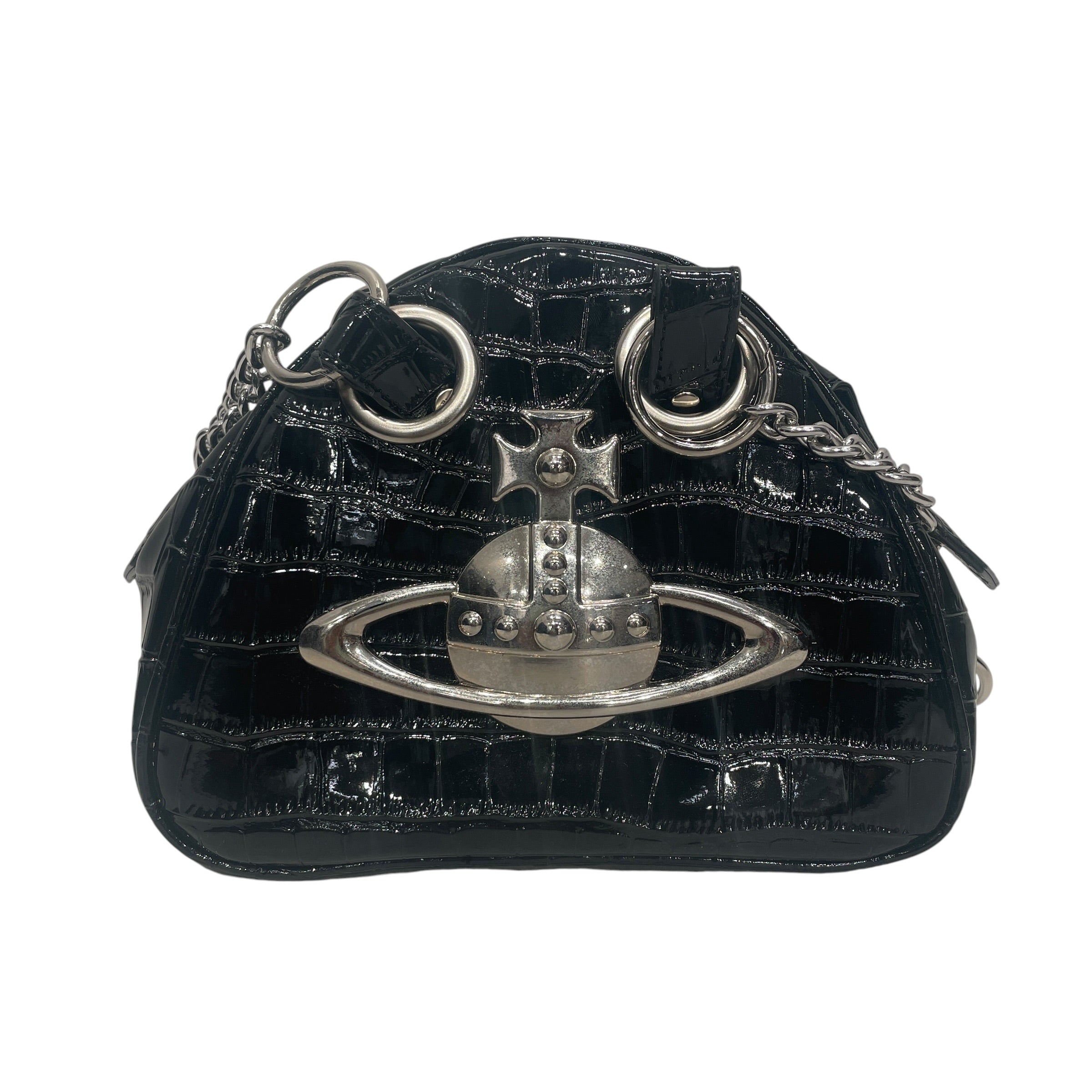Vivienne Westwood/Bag/Faux Leather/BLK/VW YASMINE SHLDR BAG CROC LOGO view 1