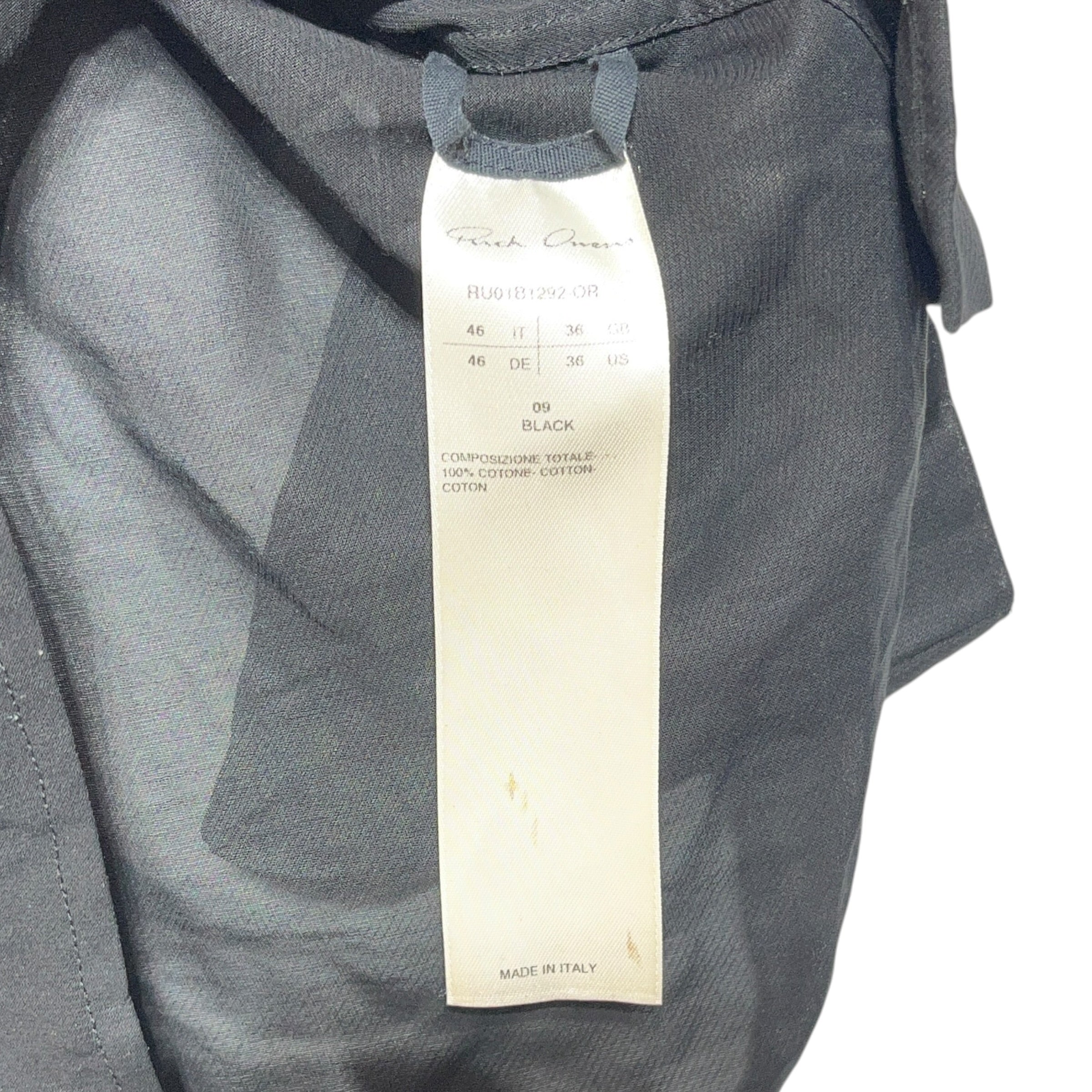 Rick Owens/SS Shirt/36/Polyester/BLK/SHEER COLLARLESS / SILVER BTTN view 3
