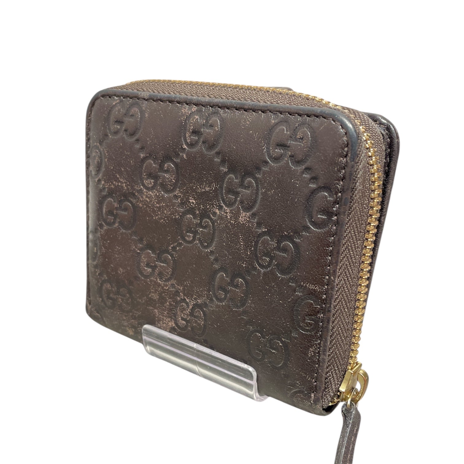 GUCCI/Bifold Wallet/Monogram/Leather/BRW/Gucci Shima Coin Wallet view 2
