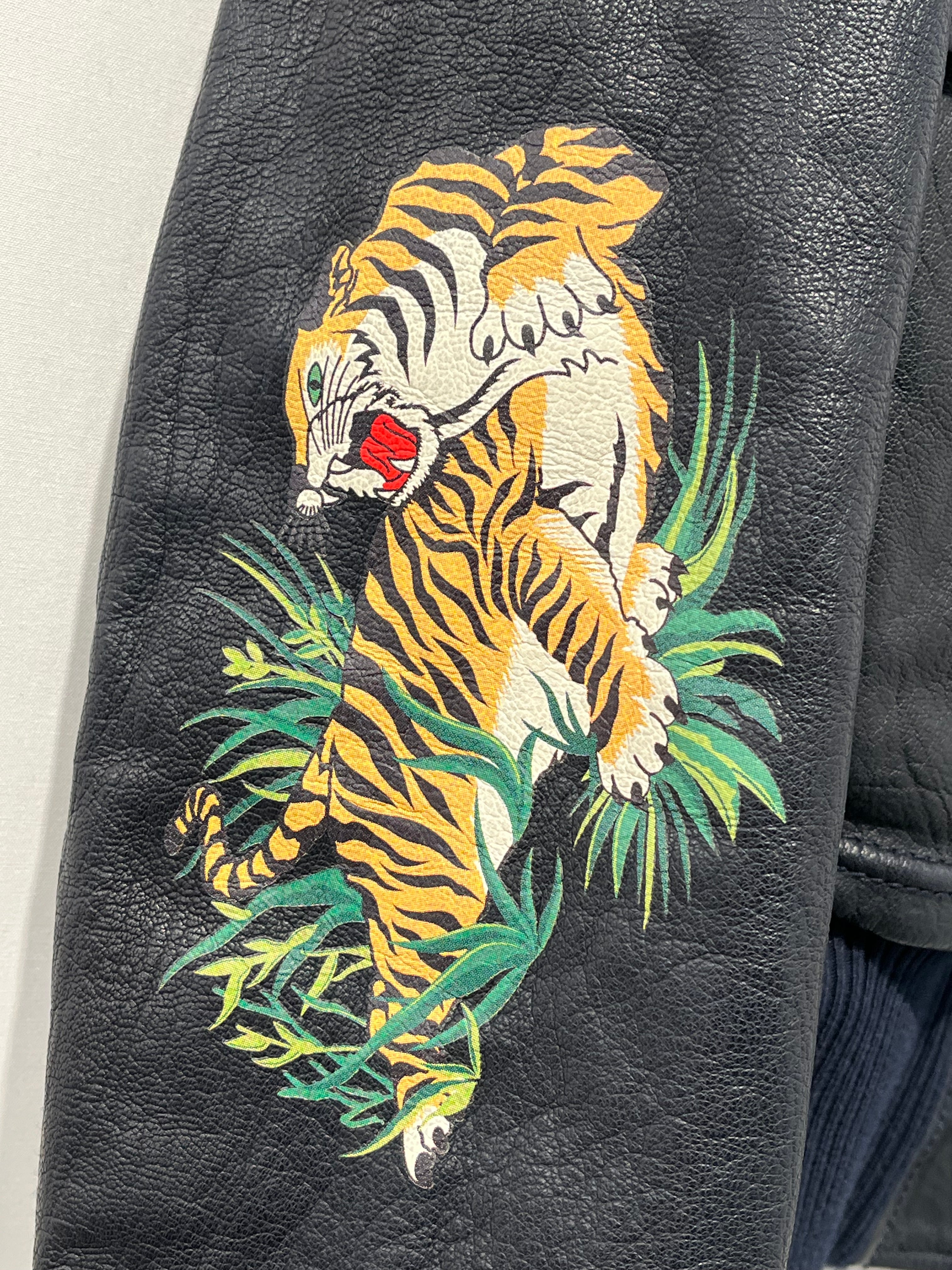 OFF-WHITE/Jacket/S/Leather/NVY/All Over Print/LEATHER AVIATOR BOMBER view 7