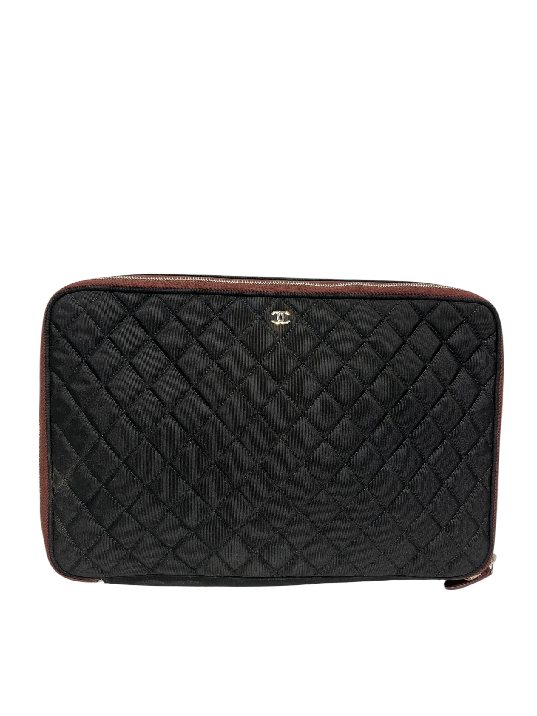 CHANEL/Briefcase/Cotton/BLK/quilted laptop case view 1