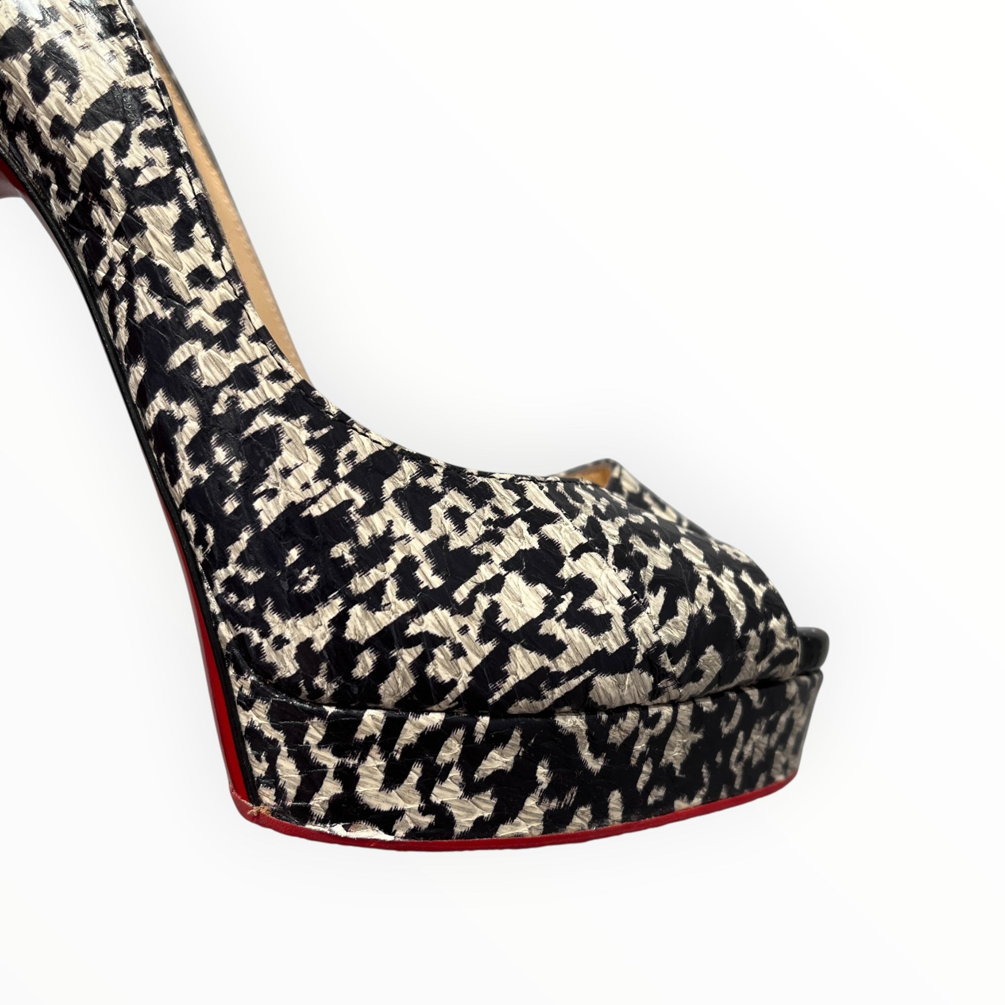 Christian Louboutin/Heels/EU 36.5/Animal Pattern/BLK/PYTHON MONOGRAM view 7