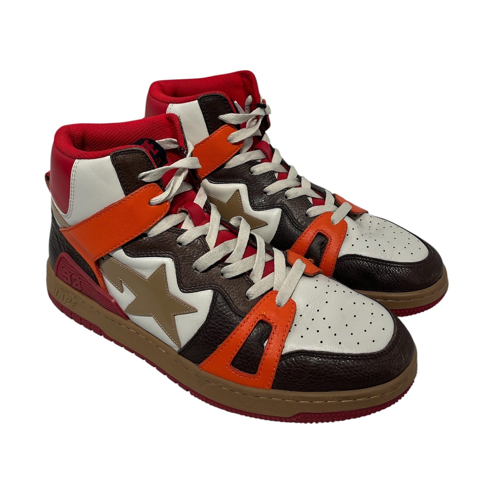 BAPE STA!/Hi-Sneakers/US 10/Leather/BRW/BROWN ORANGE RED HIGHTOPS view 1