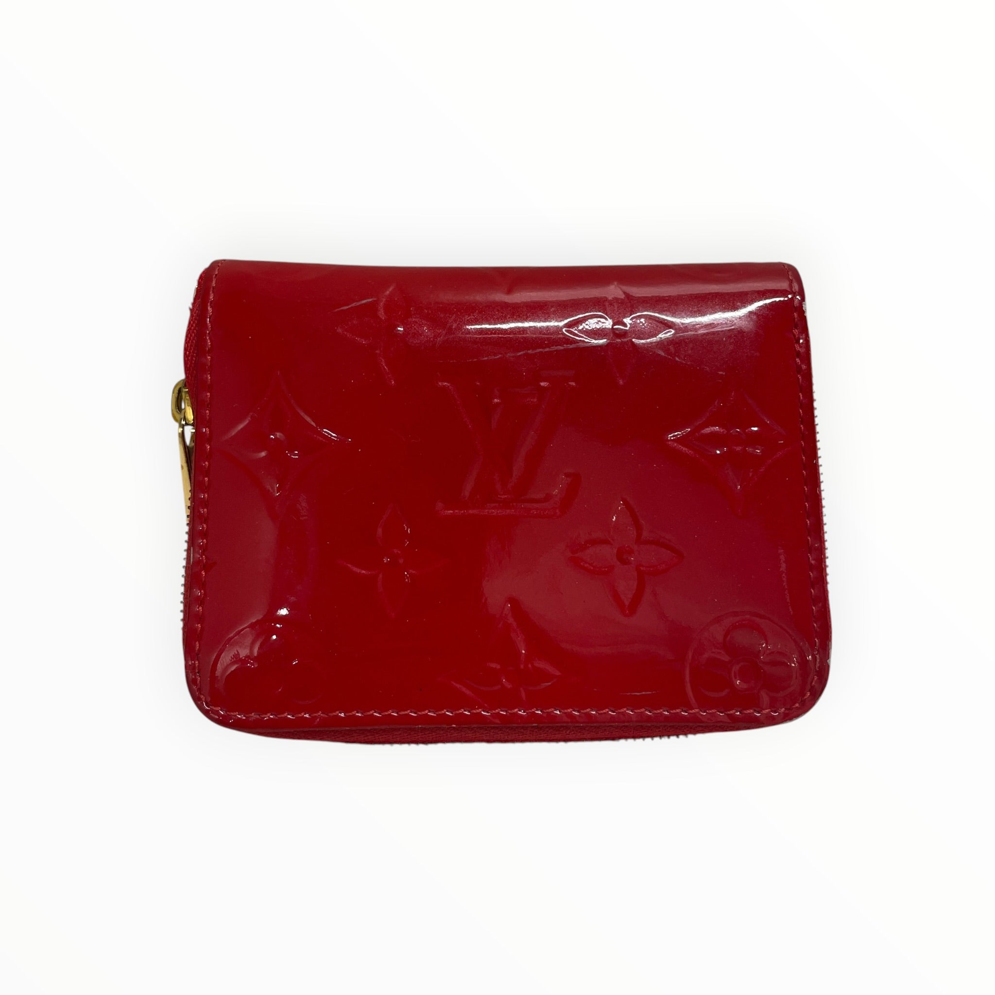 LOUIS VUITTON/Wallet/Monogram/Leather/RED/L's/9MRJ78H/PATENT LEATHER ZIP view 1