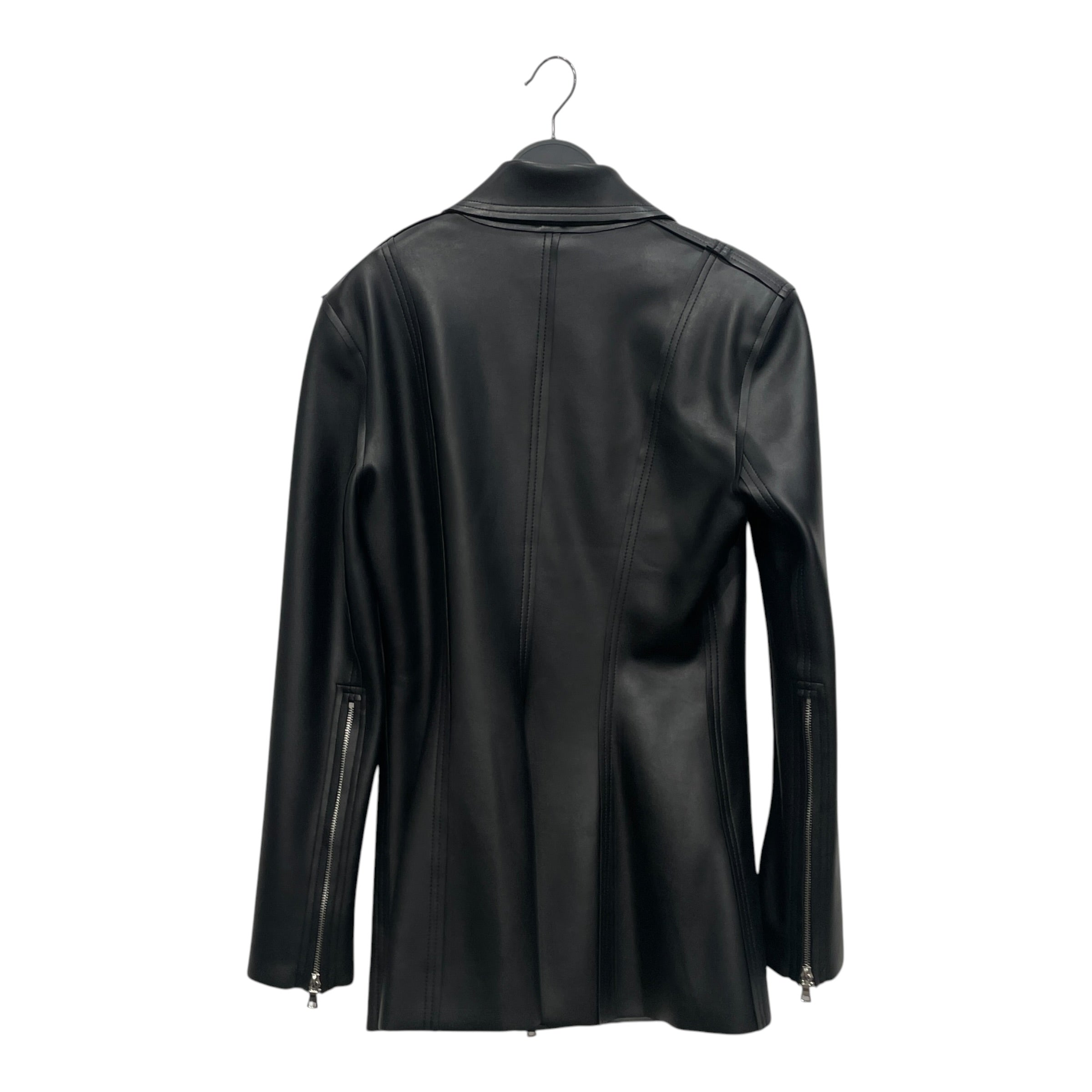 NORMA KAMALI/Leather Jkt/L/Leather/BLK/SHOULDER PATCH SKINNY FIT view 2