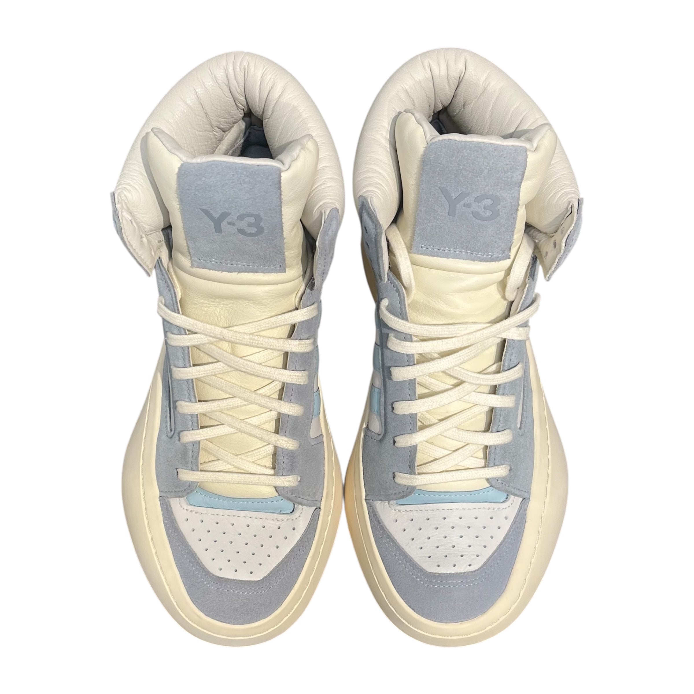Y-3/Hi-Sneakers/US 9.5/Leather/WHT/CENTENNIAL BLU SUEDE view 5