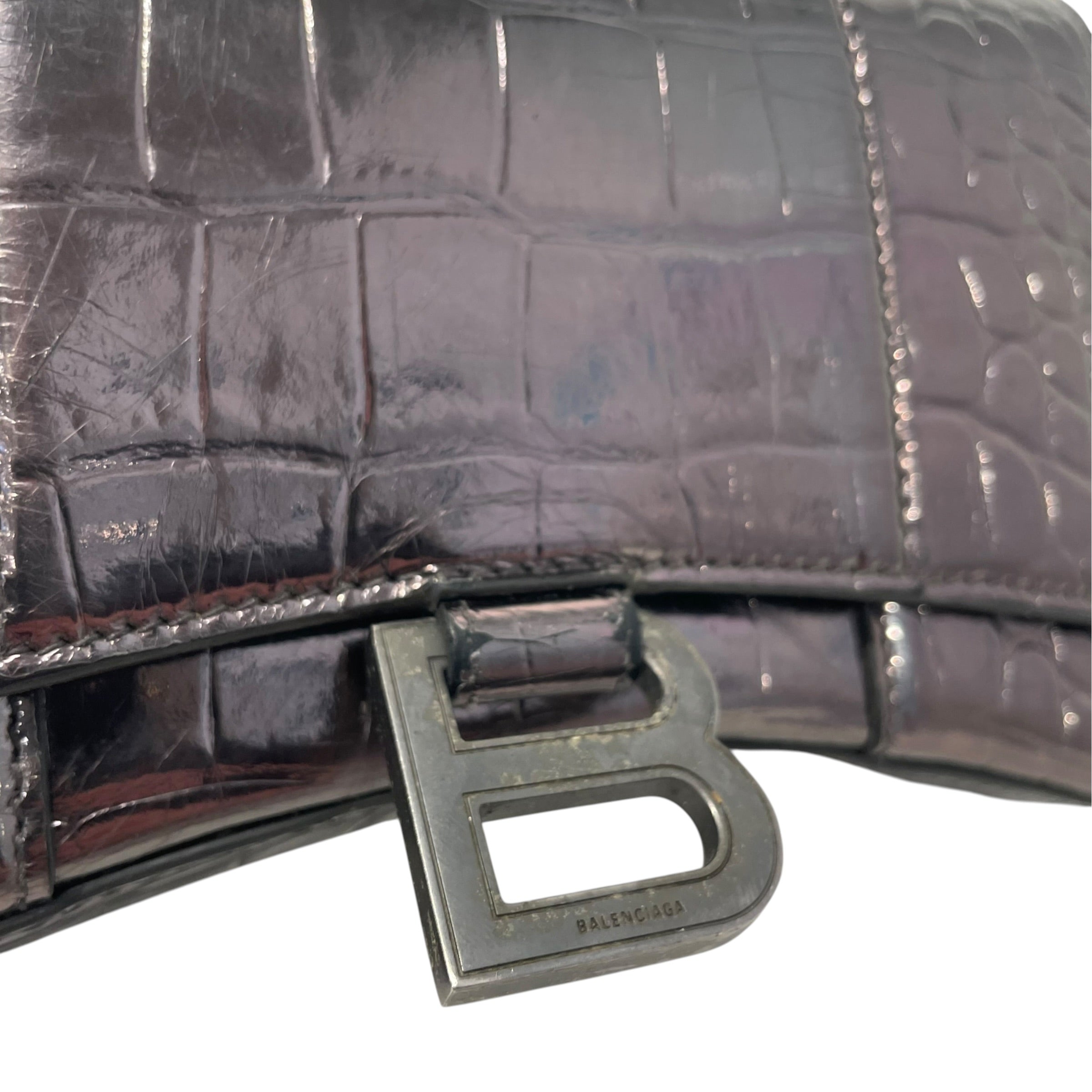 BALENCIAGA/Cross Body Bag/Leather/SLV/hourglass cross body view 6
