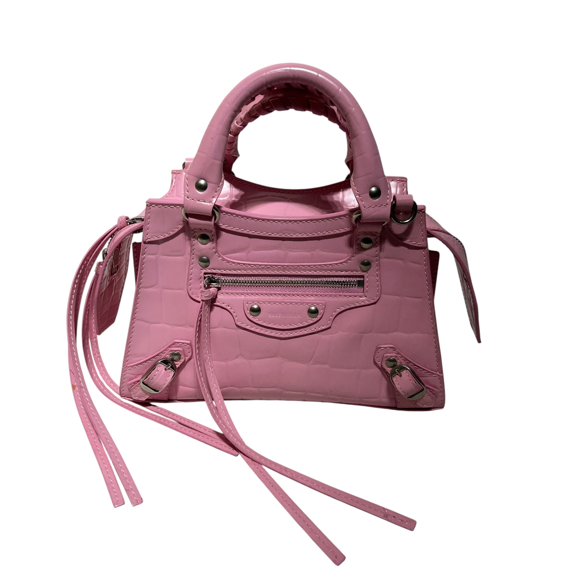 BALENCIAGA/Cross Body Bag/Leather/PNK/Neo Classic Croc Tote view 1