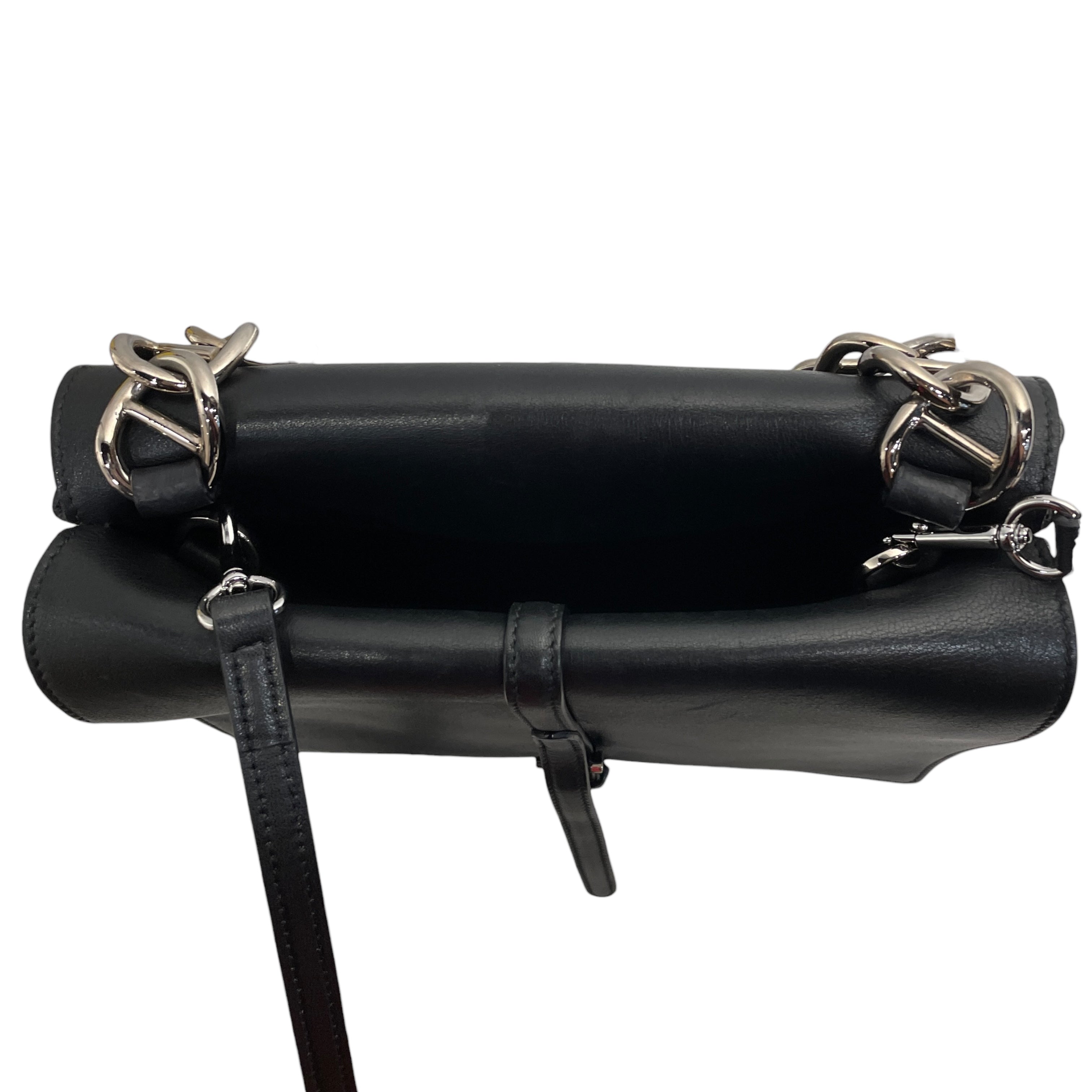 PRADA/Bag/Leather/BLK/double flap turn shoulder bag view 10