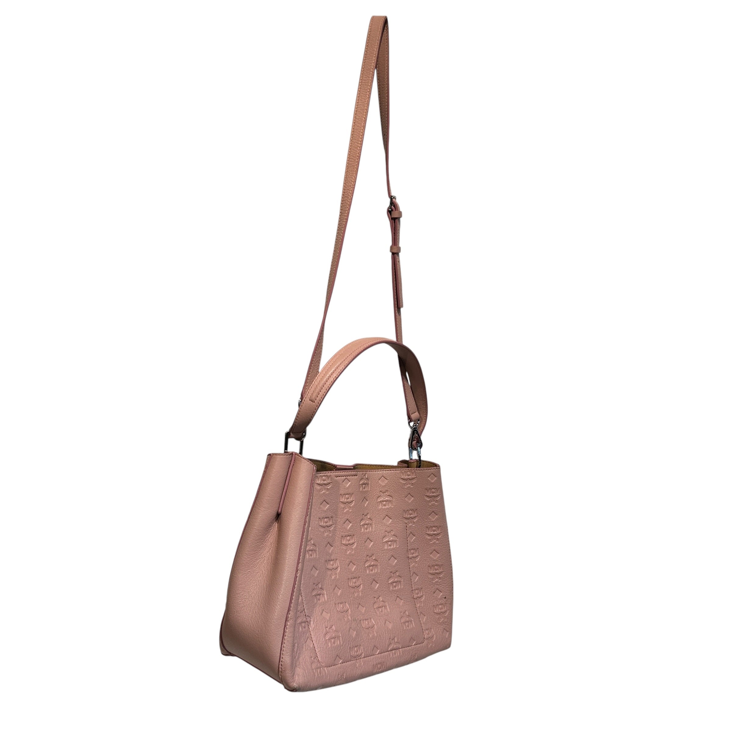 MCM/Bag/Monogram/Leather/PNK/Embossed Leather Visetos Tote view 5