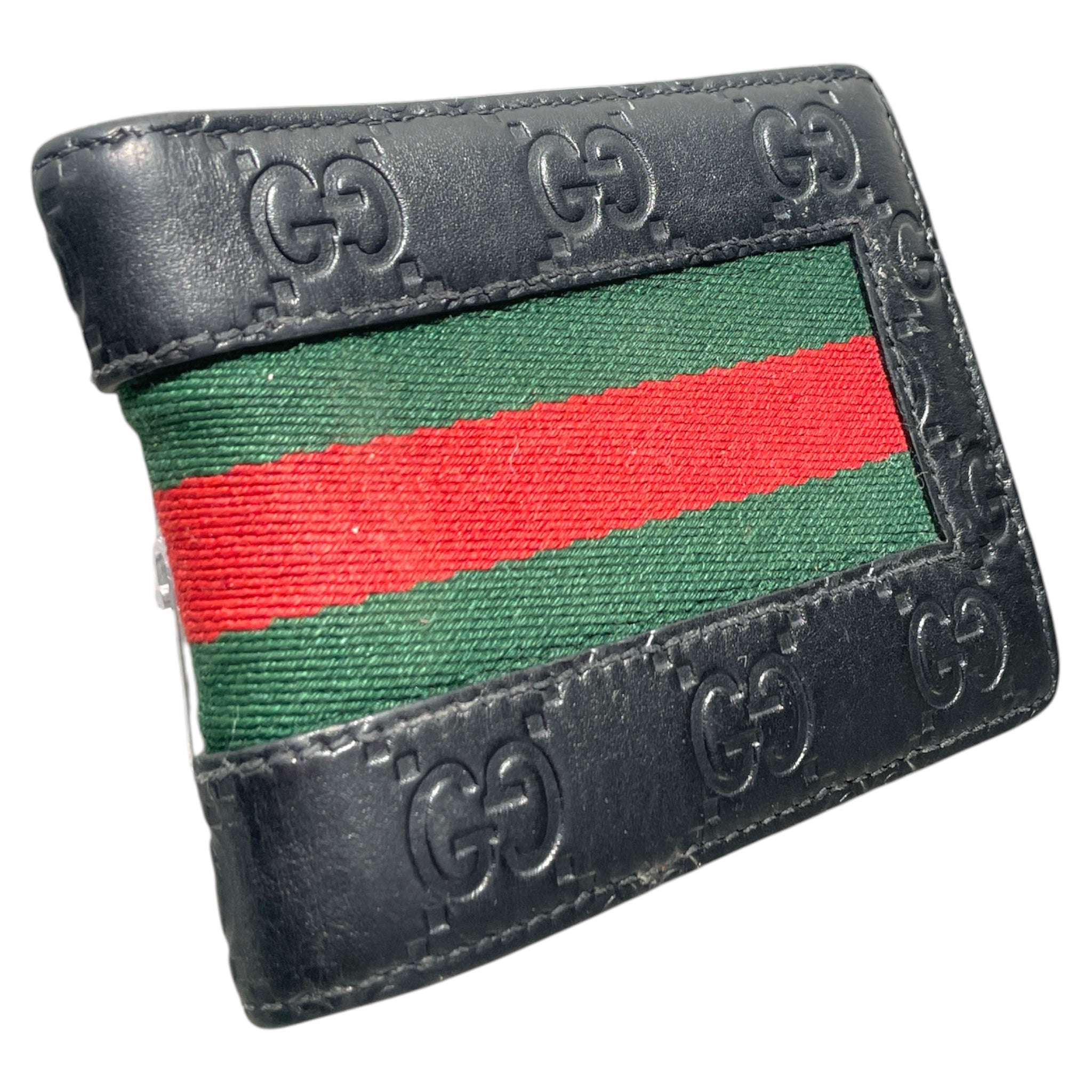 GUCCI/Bifold Wallet/Monogram/BLK/Monogram Green Red Stripe view 2