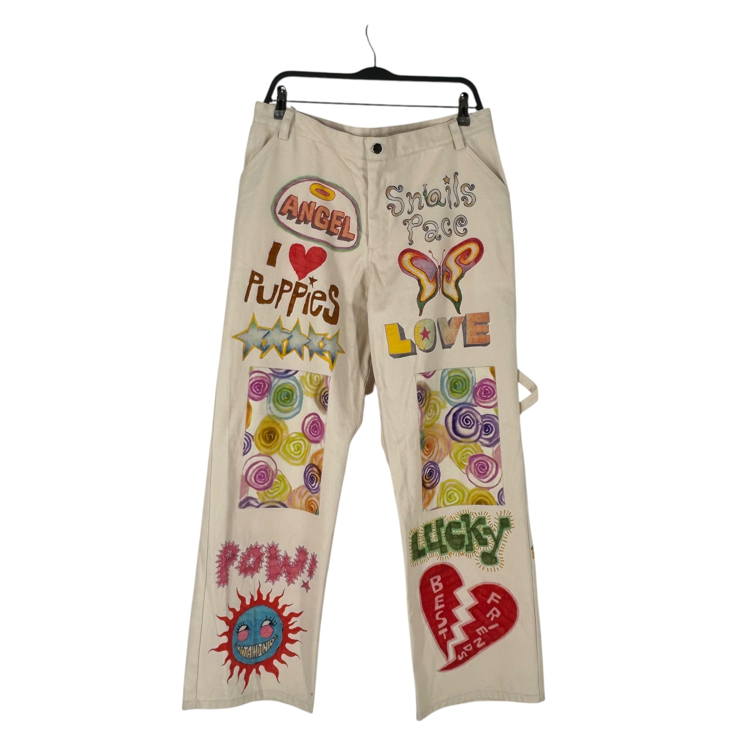 Collina Strada/Straight Pants/XL/Cotton/WHT/KNEE TIE DIE view 1
